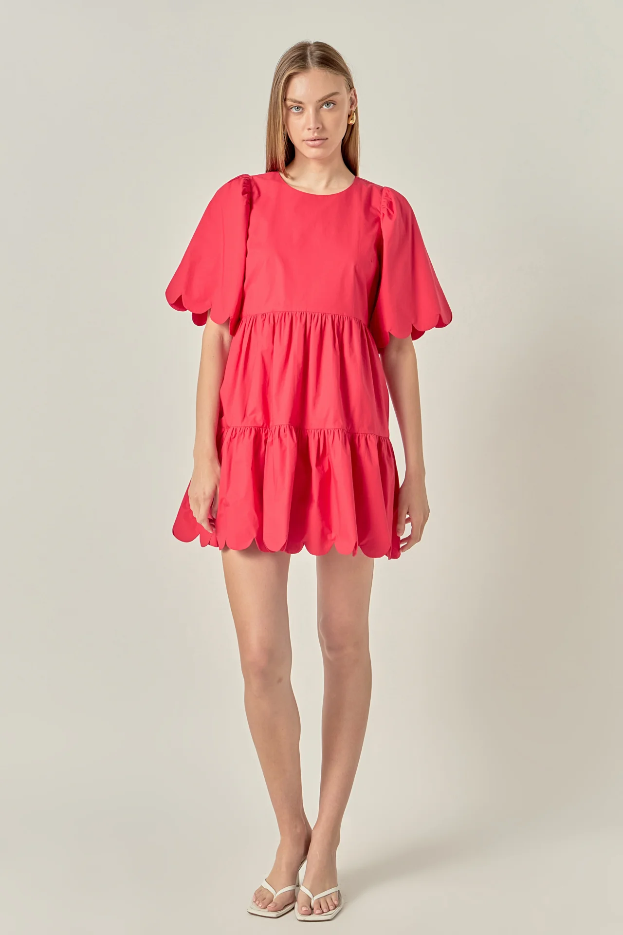 Scallop Detail Tiered Mini Dress - Image 6