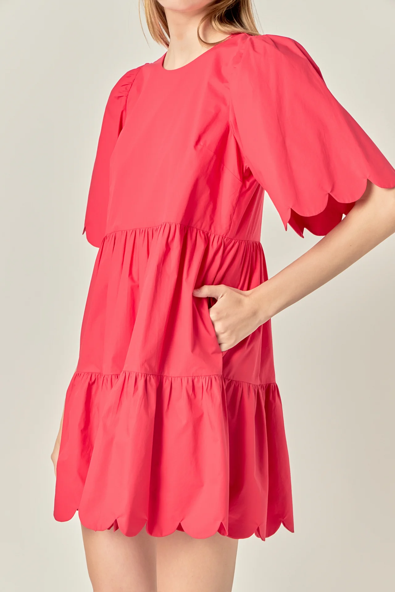Scallop Detail Tiered Mini Dress - Image 7