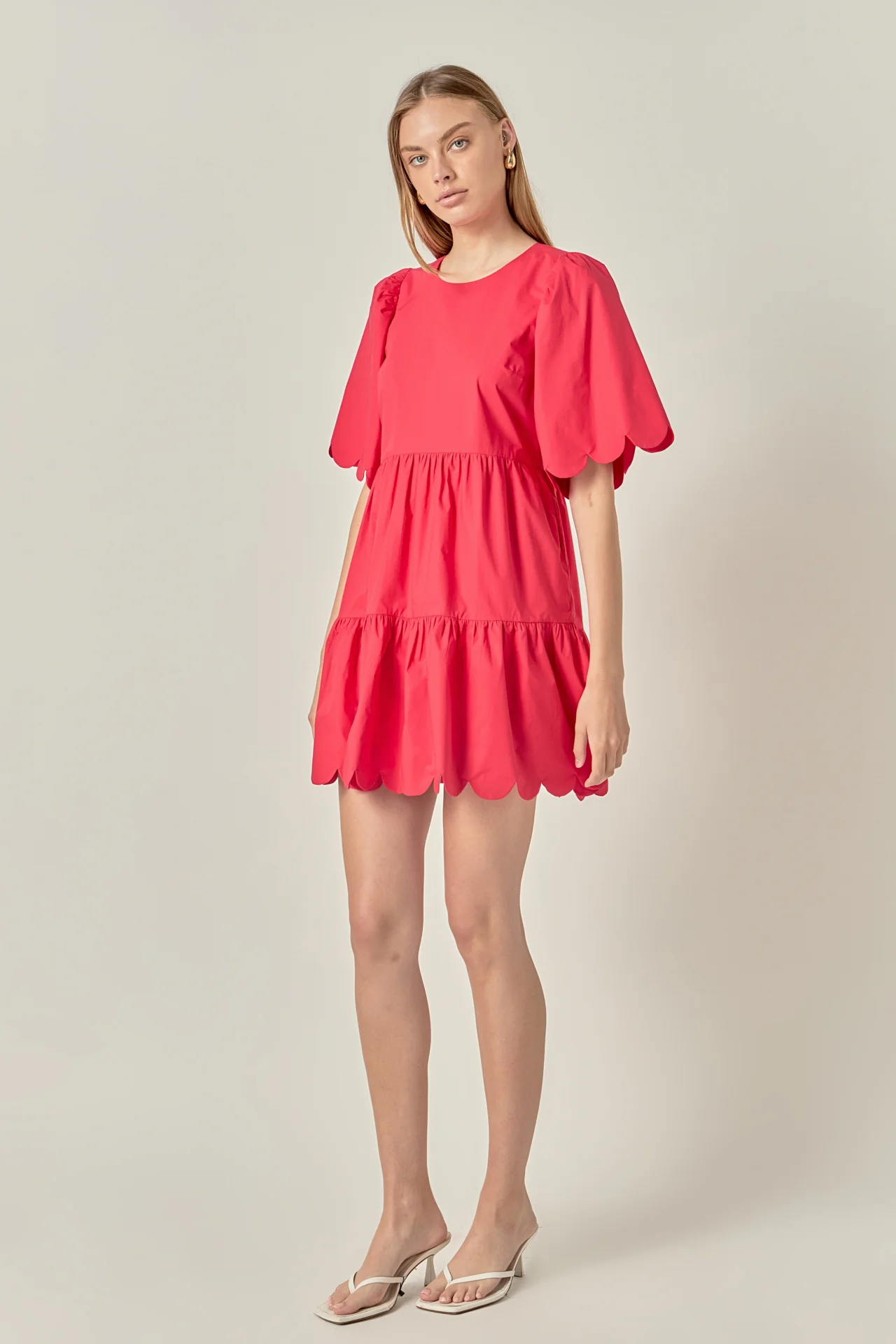 Scallop Detail Tiered Mini Dress - Image 8