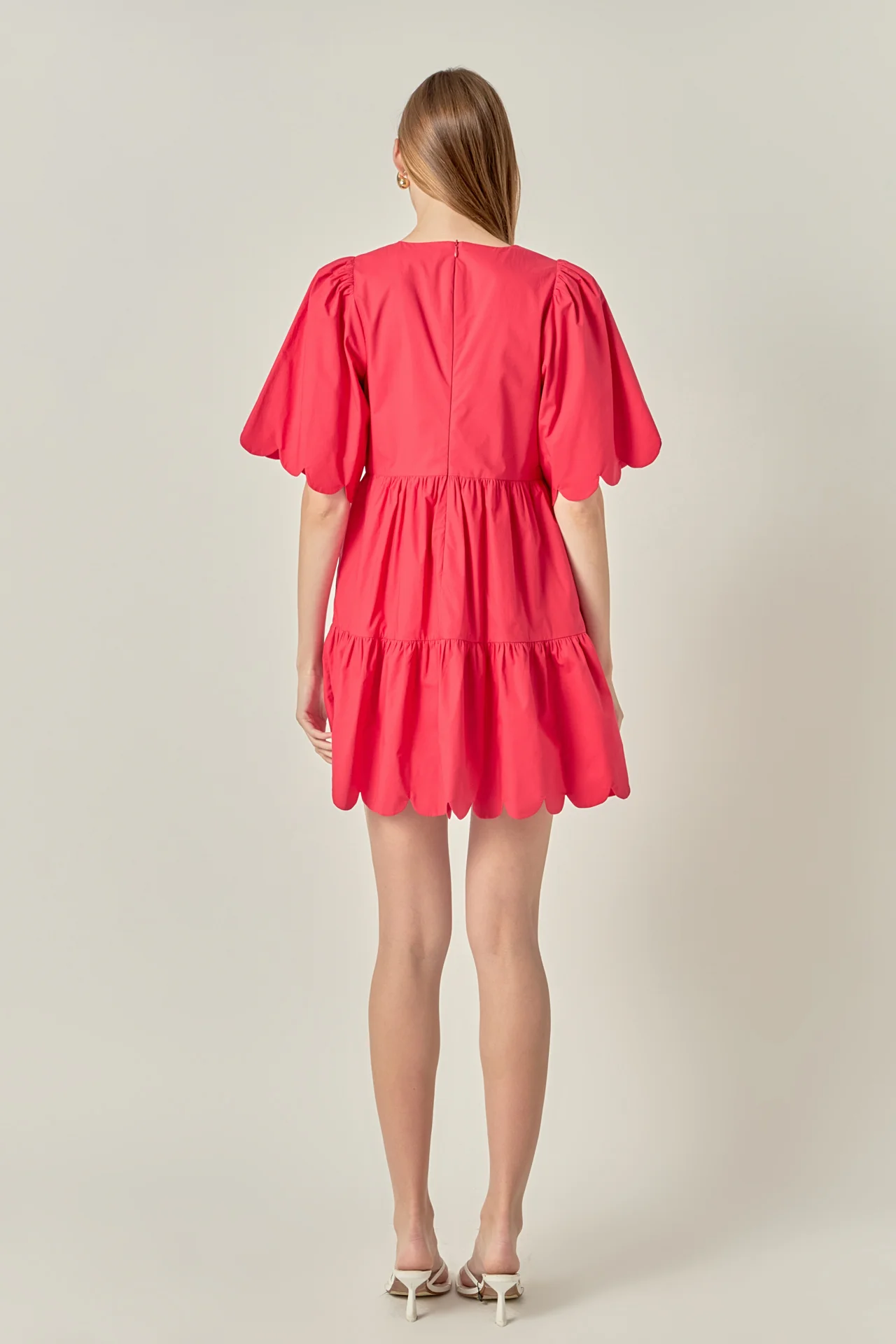 Scallop Detail Tiered Mini Dress - Image 9