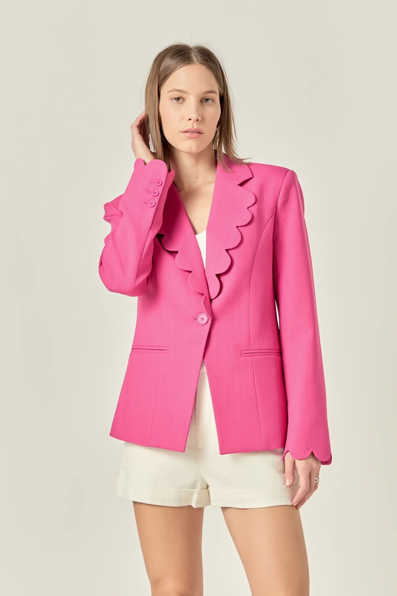 Scallop Detailed Single Button Jacket - Image 5