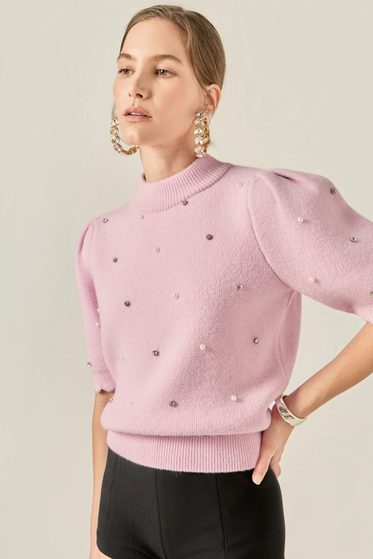 Scalloped Puff Sleeve Embellishment Knit - Image 11