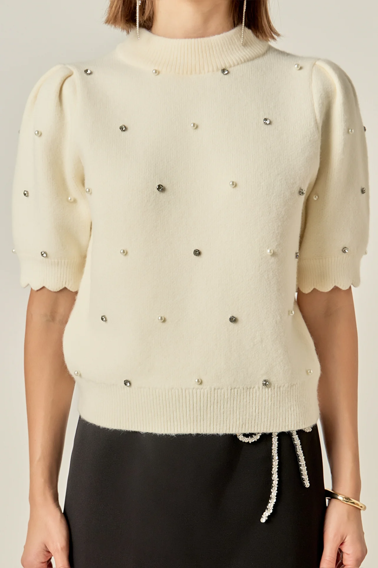 Scalloped Puff Sleeve Embellishment Knit - Image 13