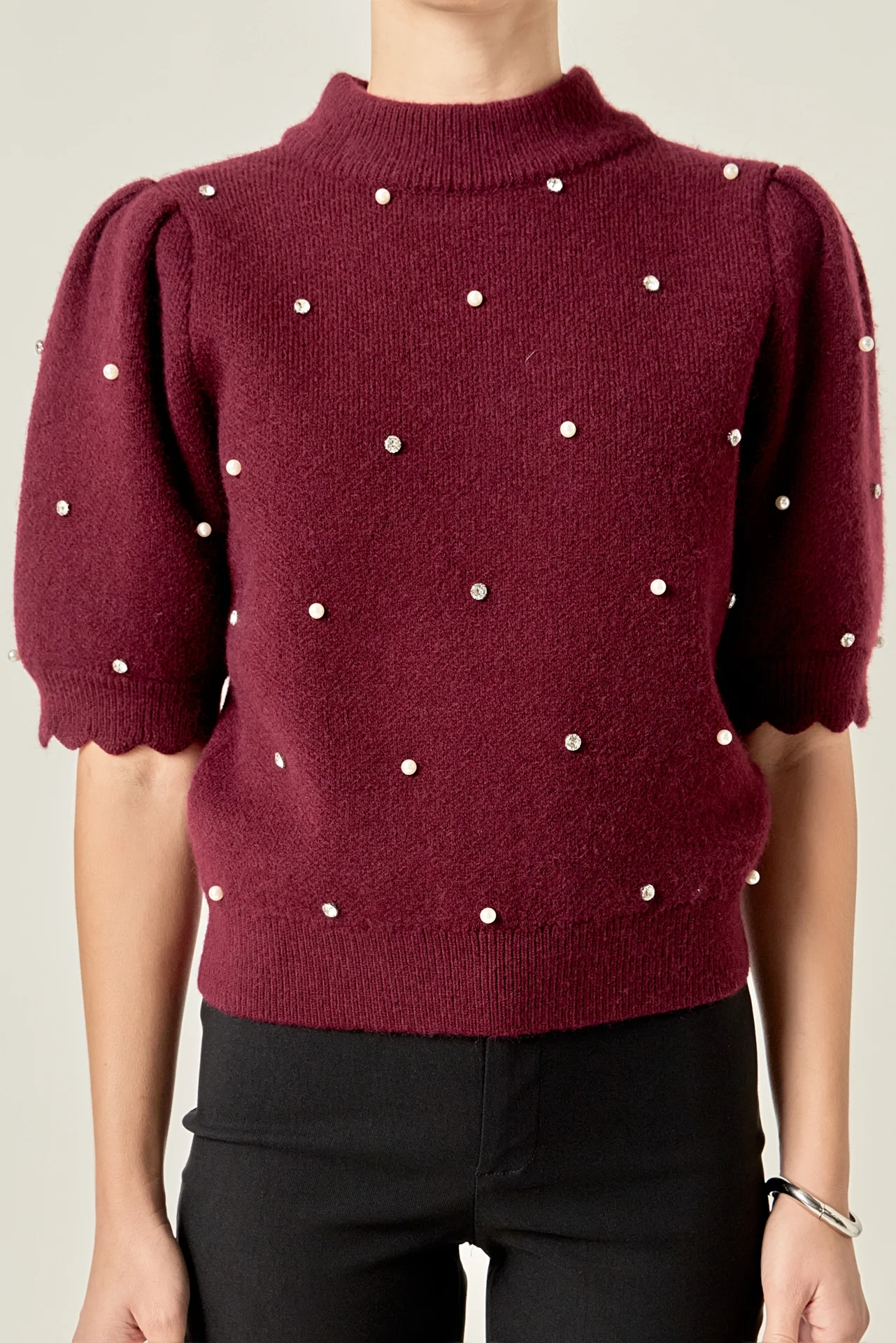 Scalloped Puff Sleeve Embellishment Knit - Image 18