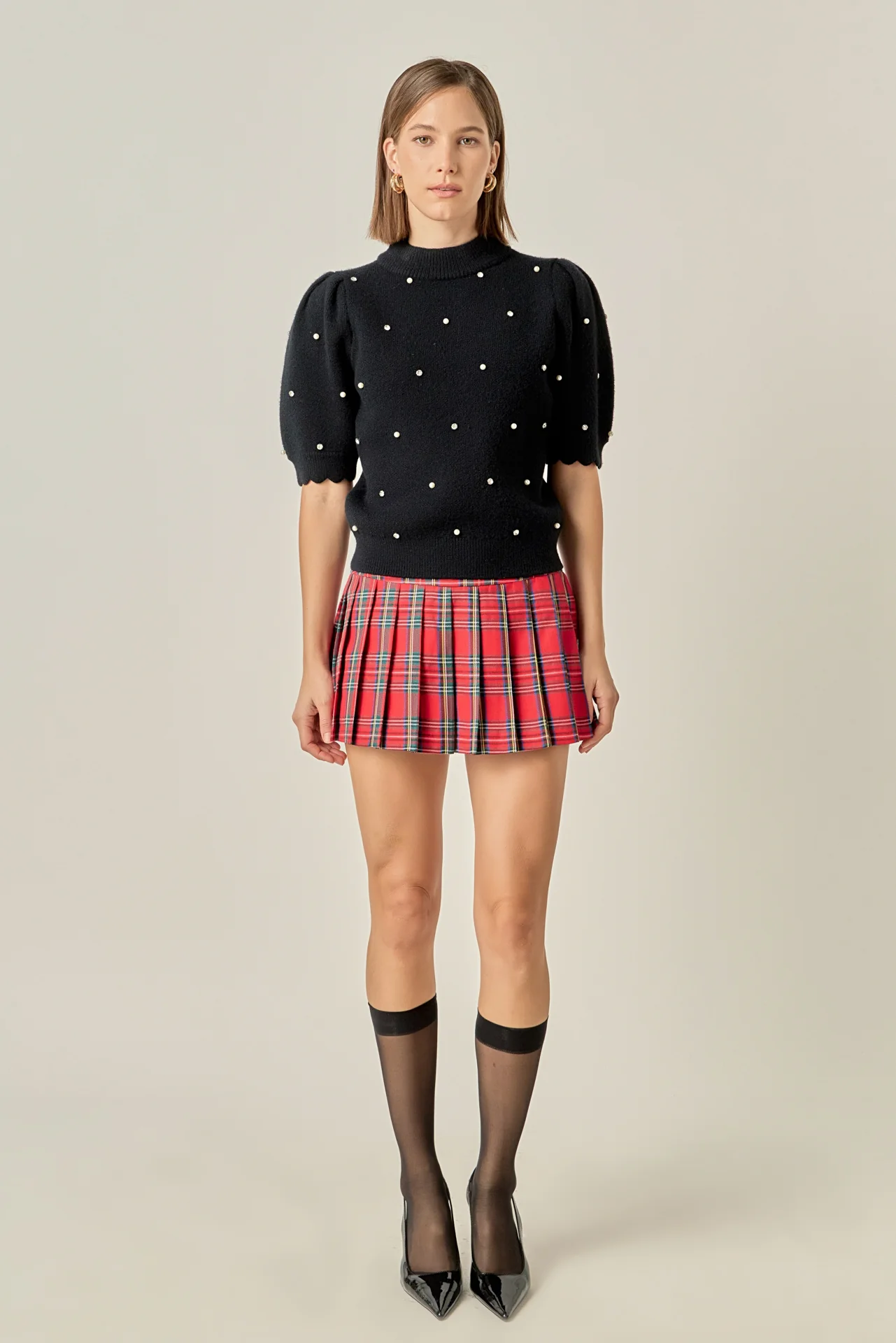 Scalloped Puff Sleeve Embellishment Knit - Image 22