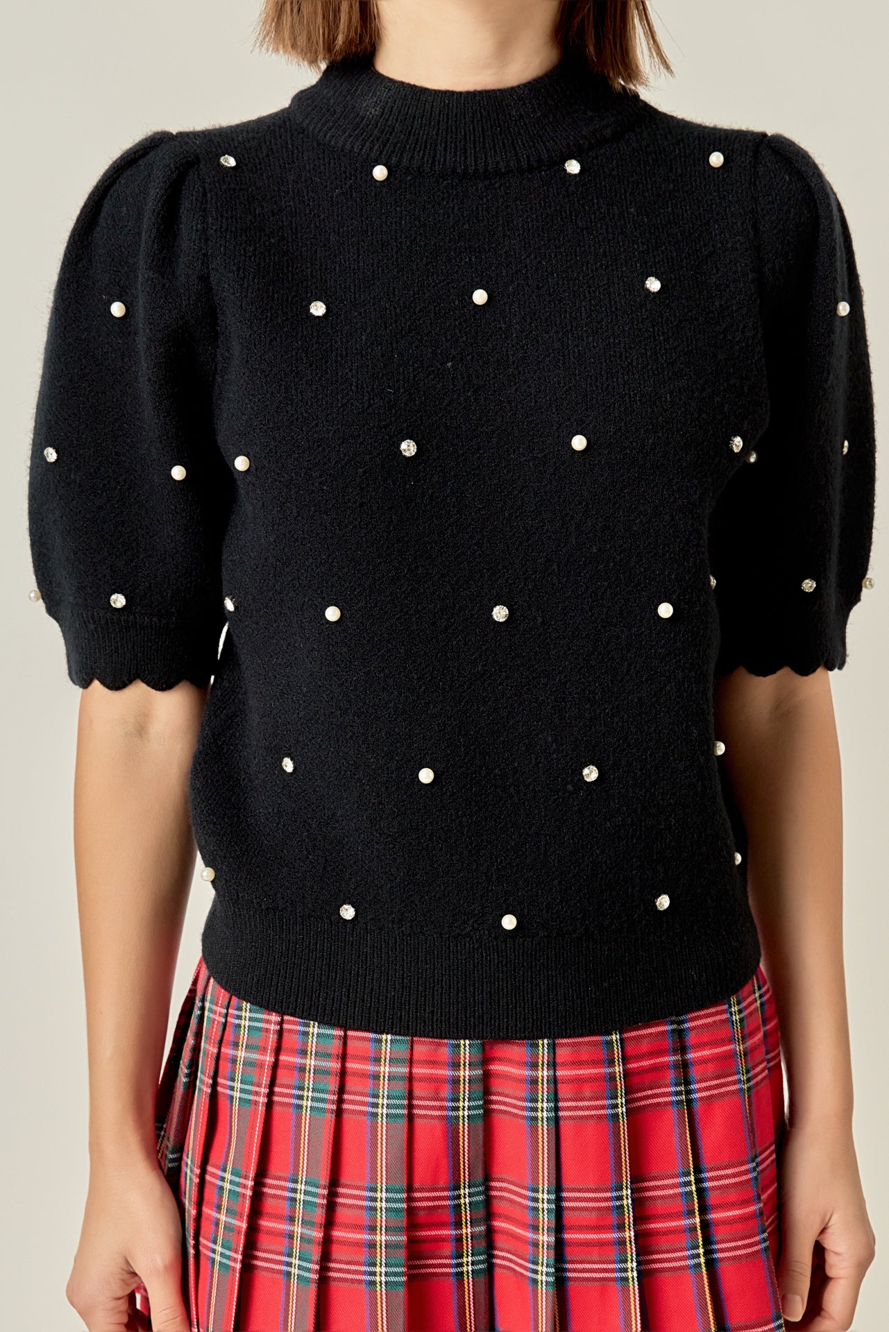 Scalloped Puff Sleeve Embellishment Knit - Image 23