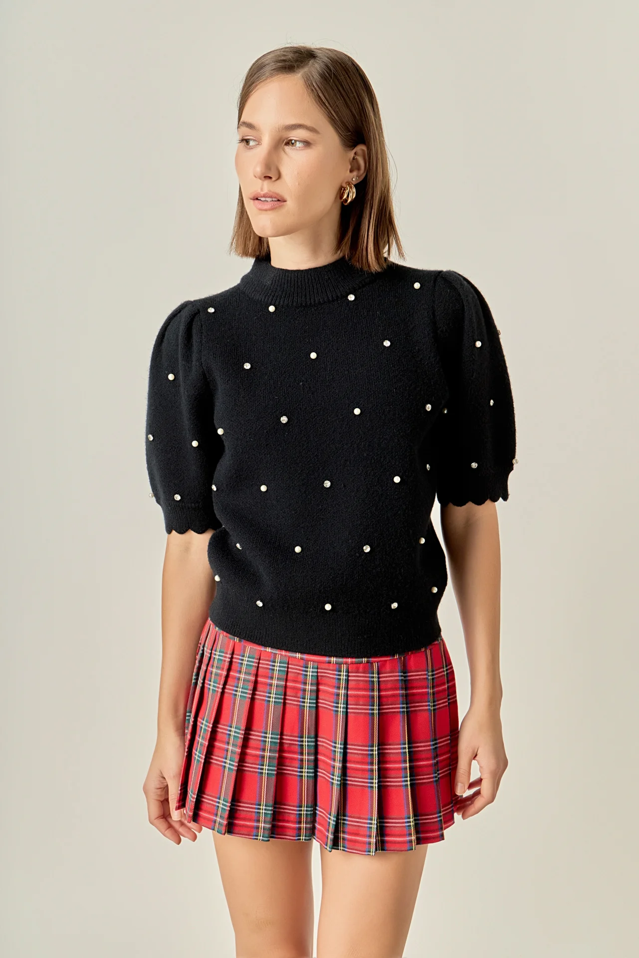 Scalloped Puff Sleeve Embellishment Knit - Image 26