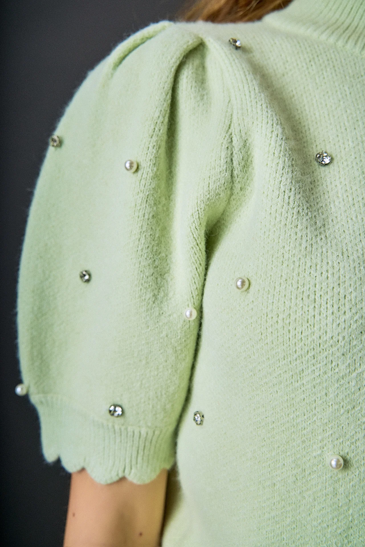 Scalloped Puff Sleeve Embellishment Knit - Image 3