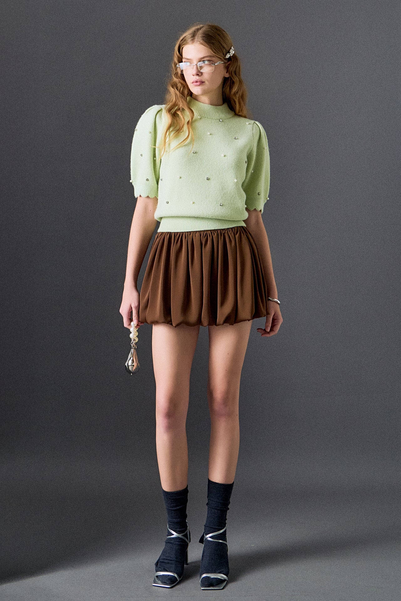 Scalloped Puff Sleeve Embellishment Knit - Image 4