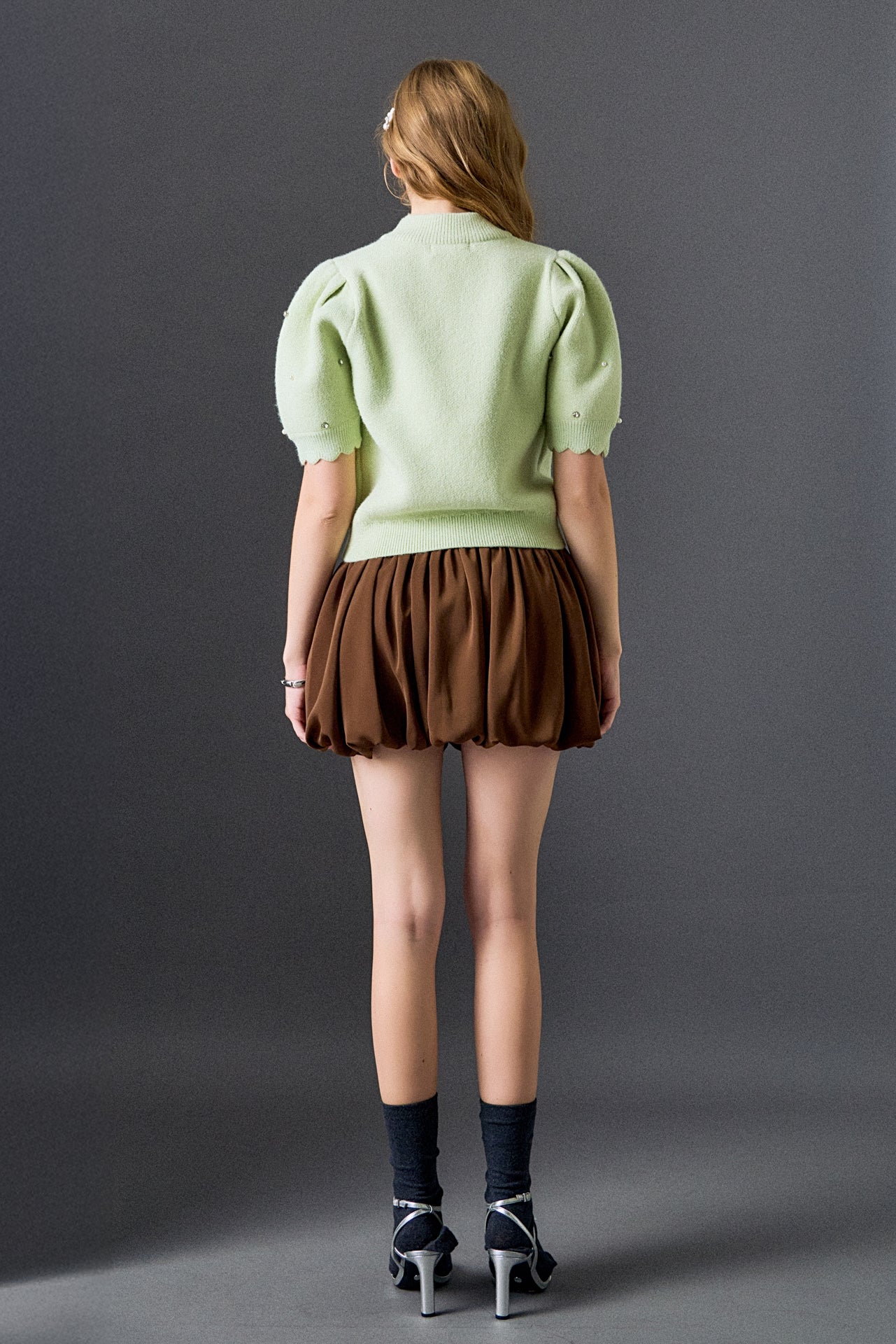 Scalloped Puff Sleeve Embellishment Knit - Image 5