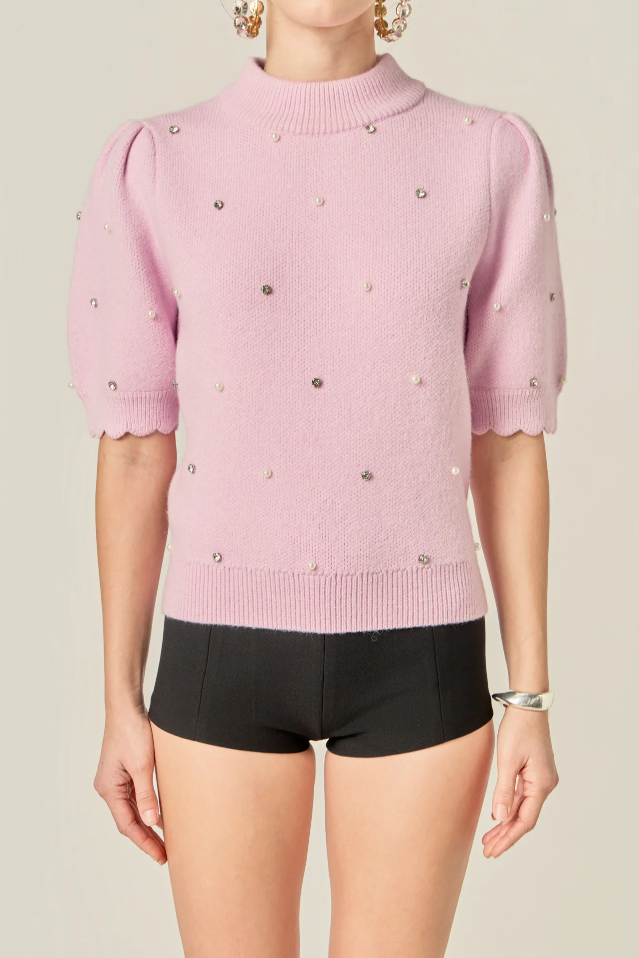 Scalloped Puff Sleeve Embellishment Knit - Image 8