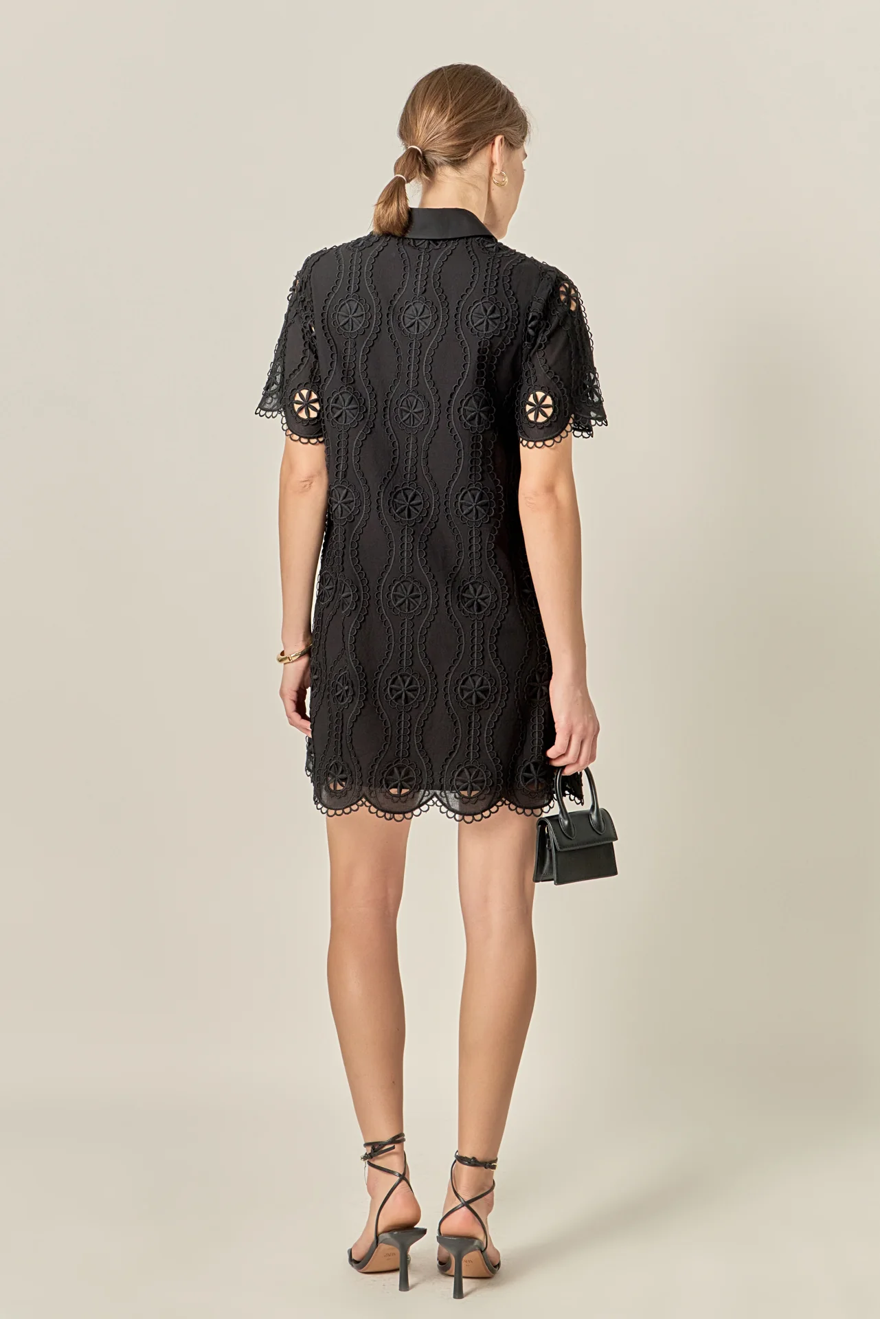 Scallop Embroidered Cotton Mini Shirt Dress - Image 5