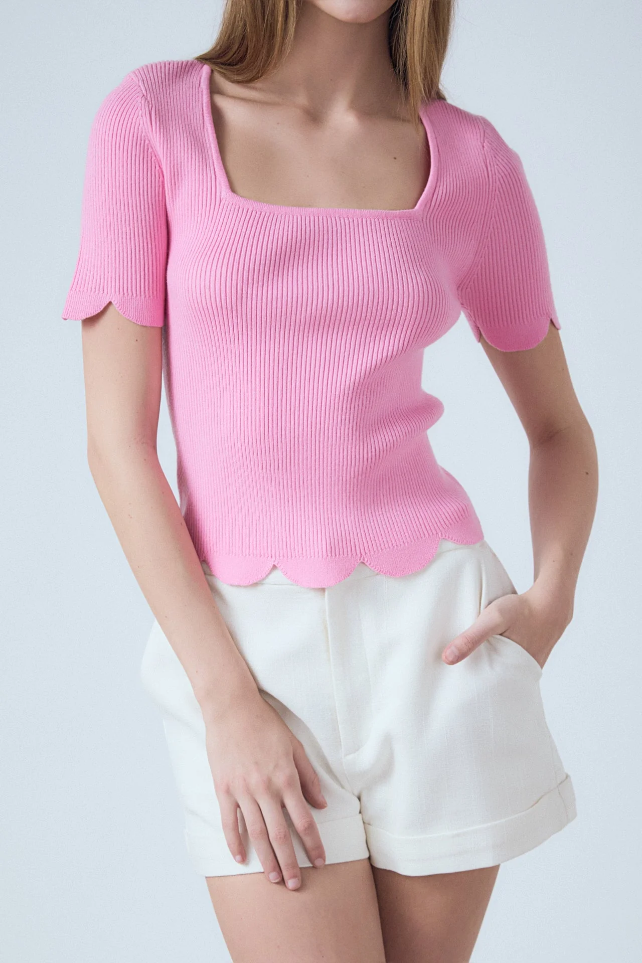 Scalloped Hem Square Neck Sweater - Image 12