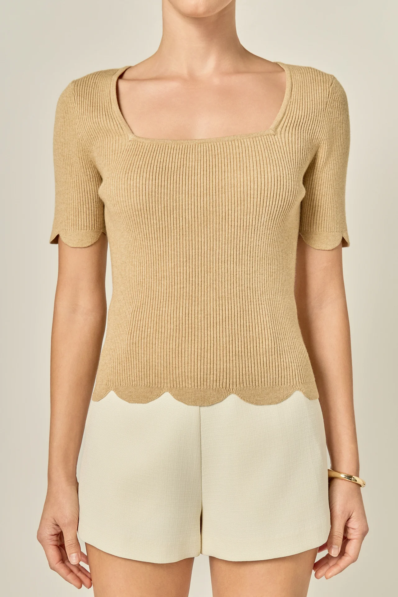 Scalloped Hem Square Neck Sweater - Image 2