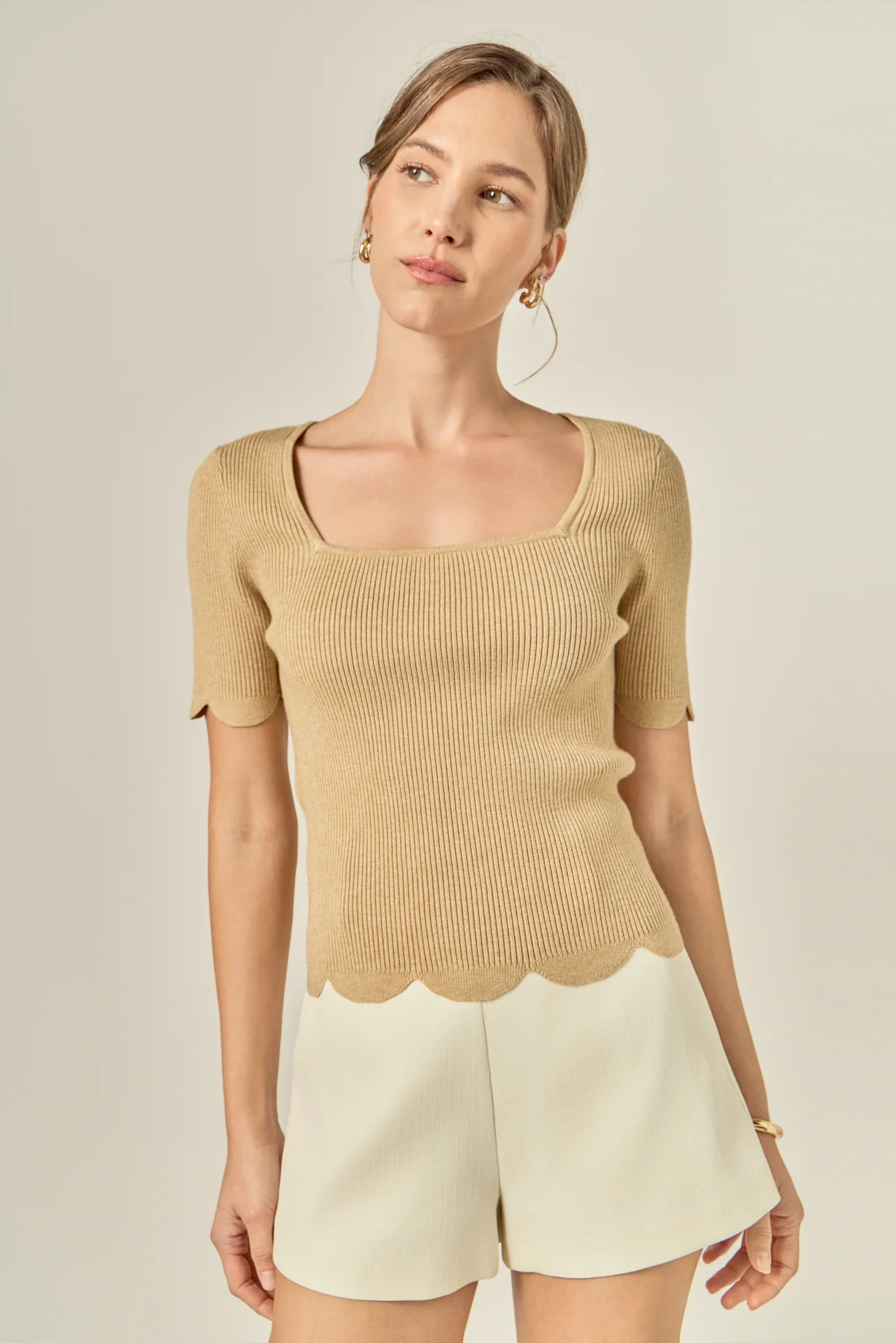 Scalloped Hem Square Neck Sweater - Image 5