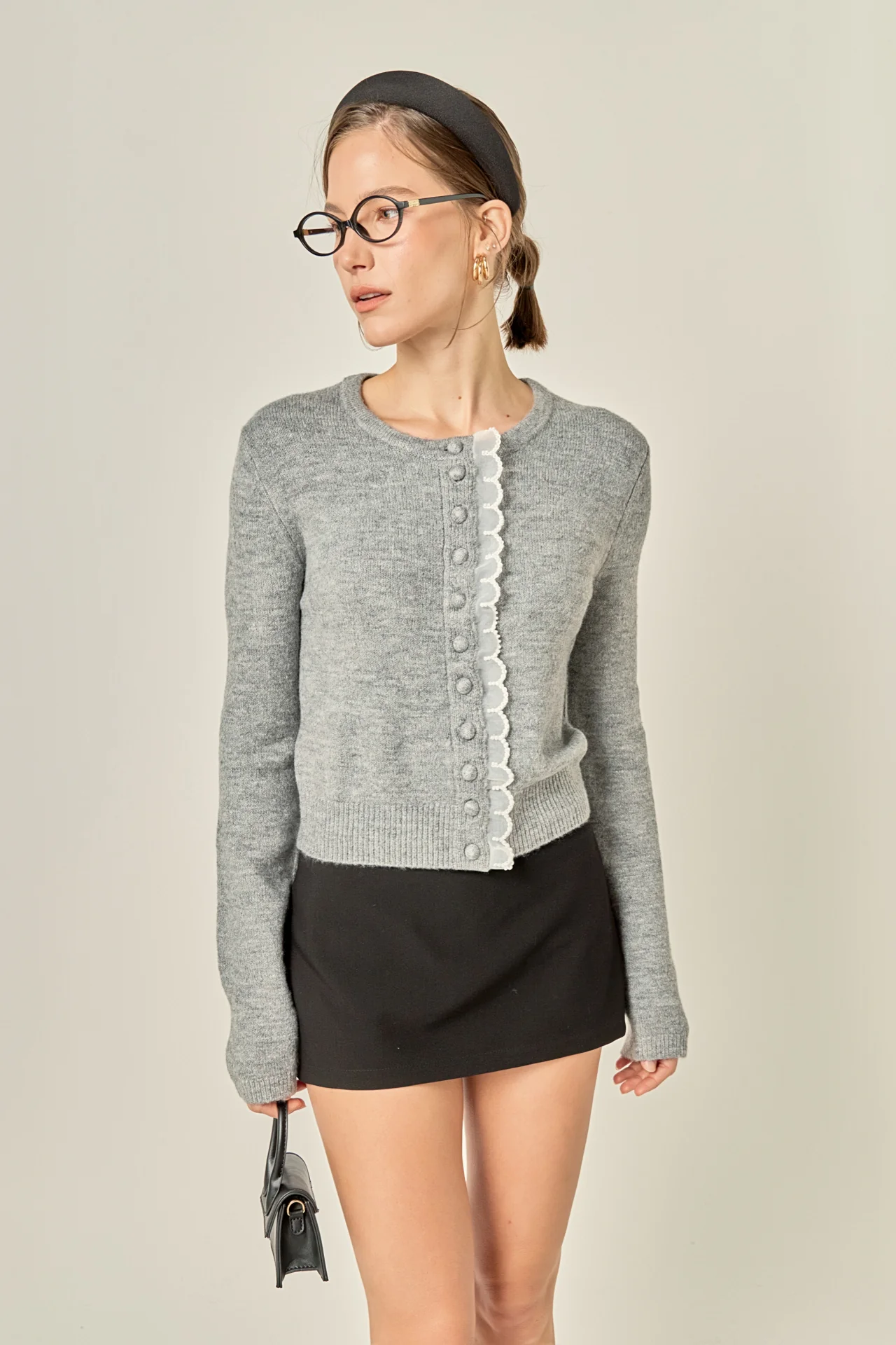 Scallop Pearl Detail Knit Cardigan - Image 6