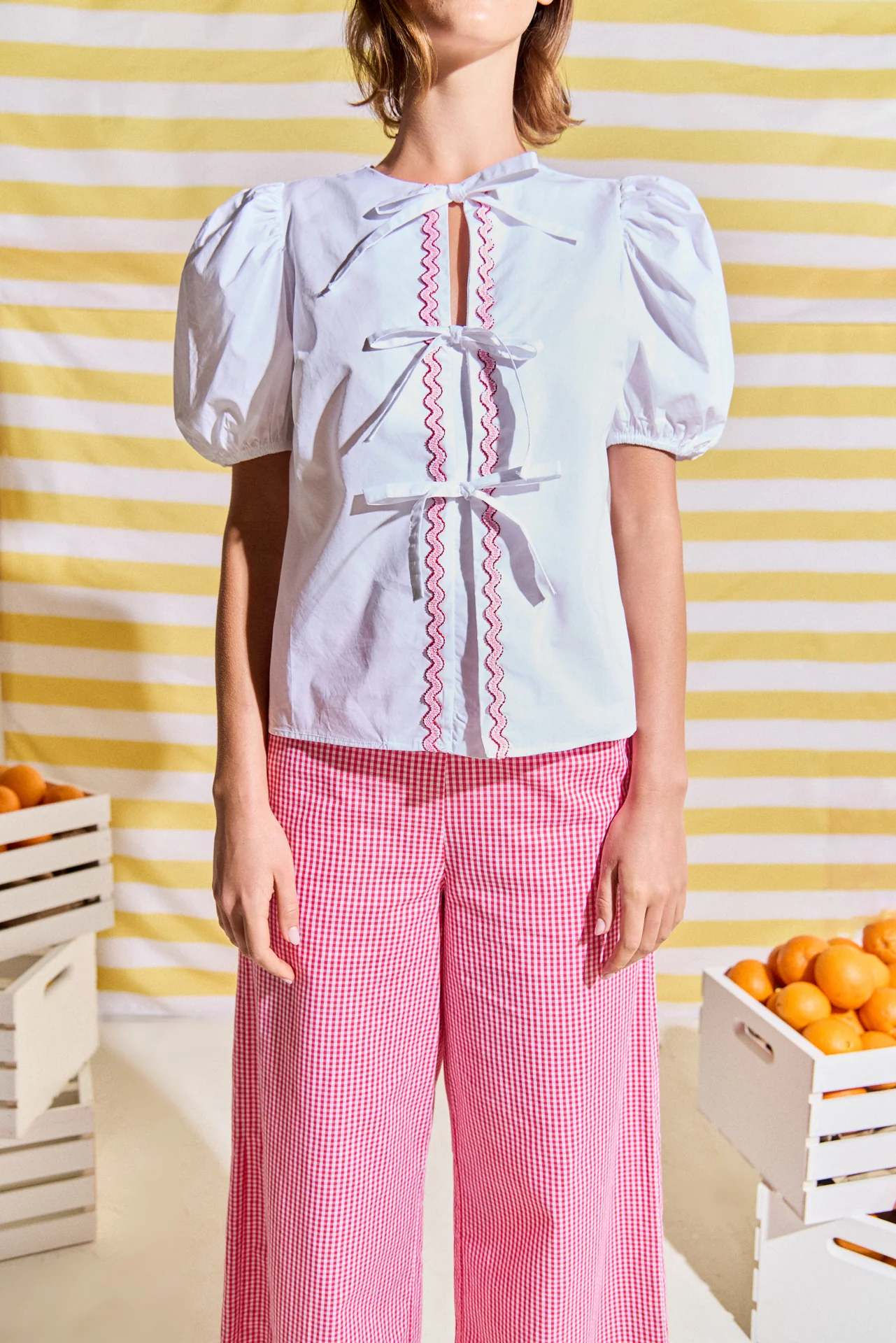 Sweet Stitched Bow Blouse - Image 2