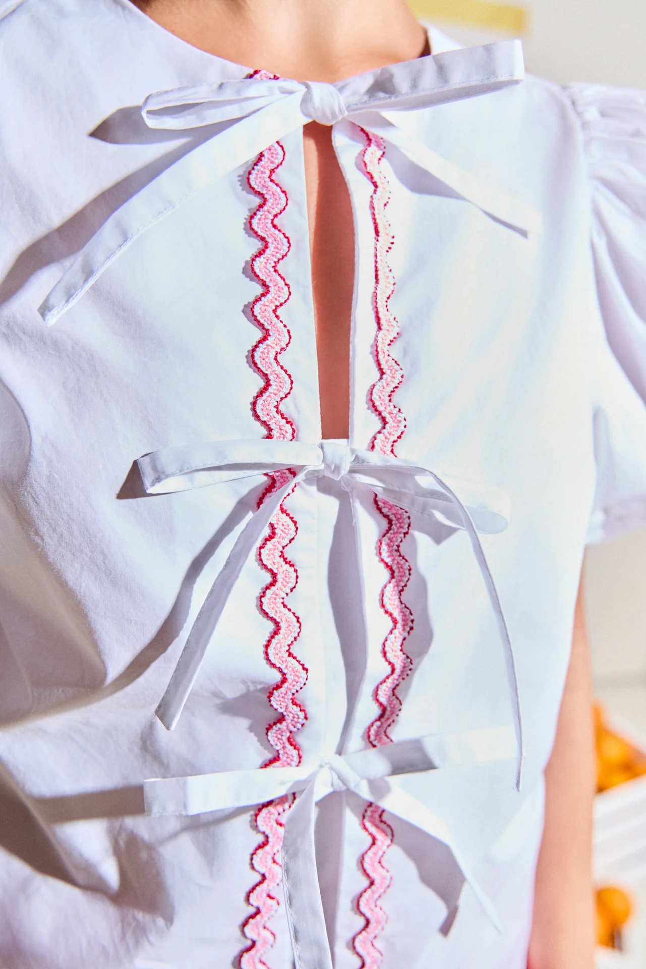 Sweet Stitched Bow Blouse - Image 3