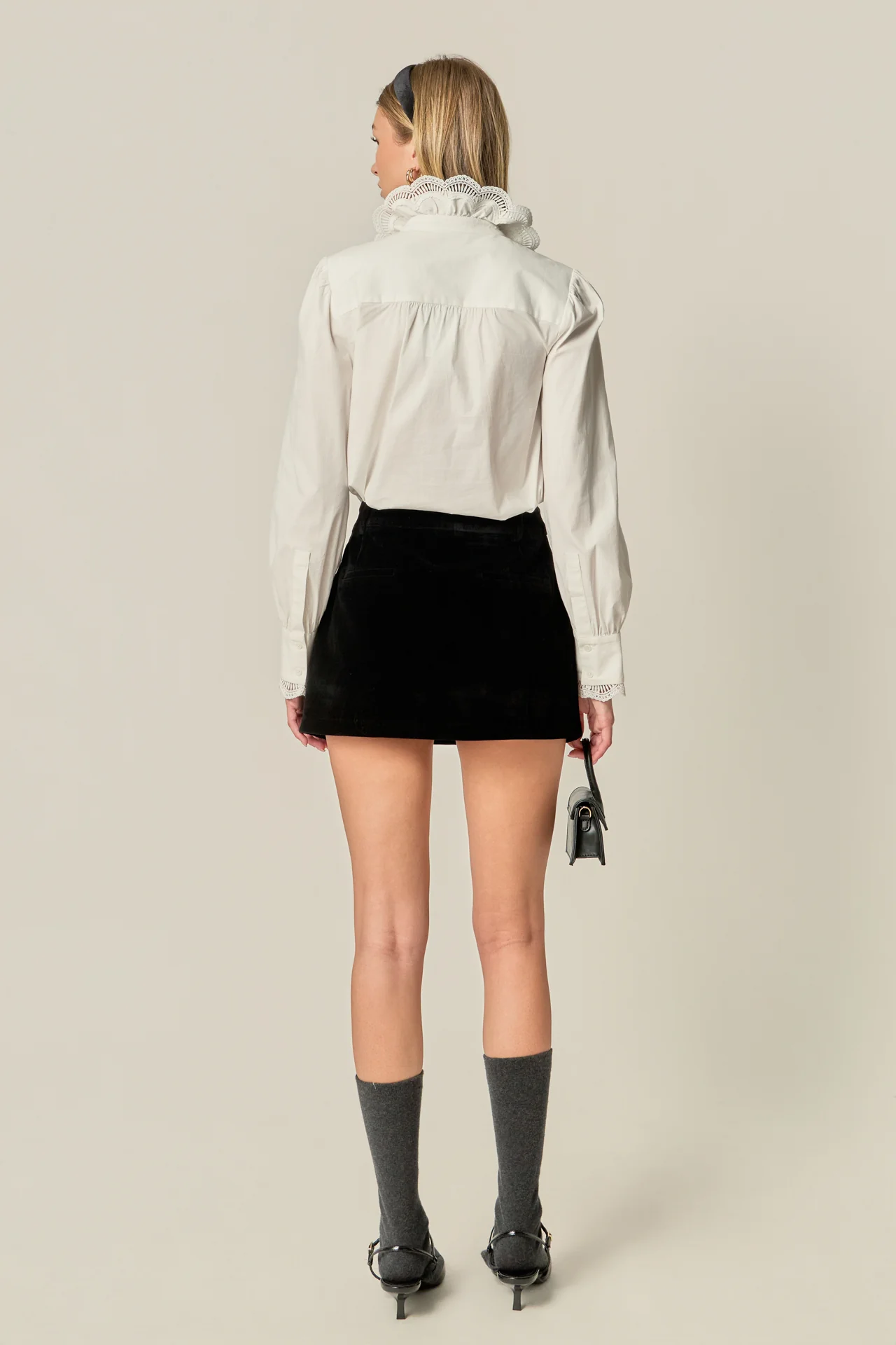 Scalloped Lace Detail Shirt Blouse - Image 5