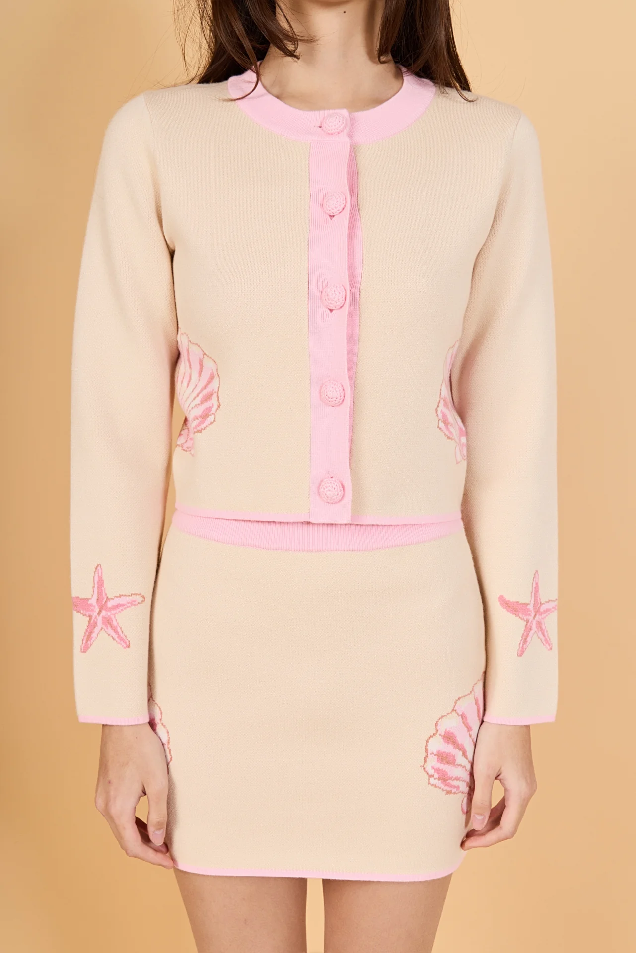 Sea Shell Contrast Knit Cardigan - Image 2