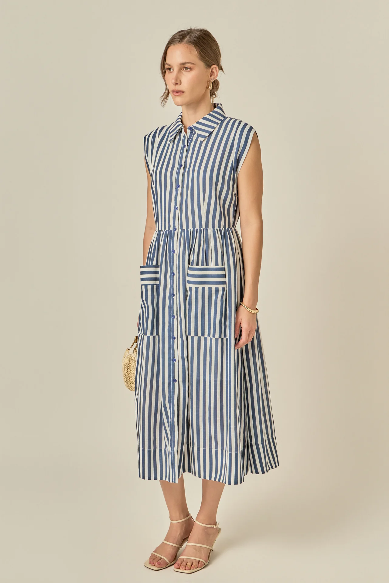Seersucker Stripe Midi Dress - Image 3