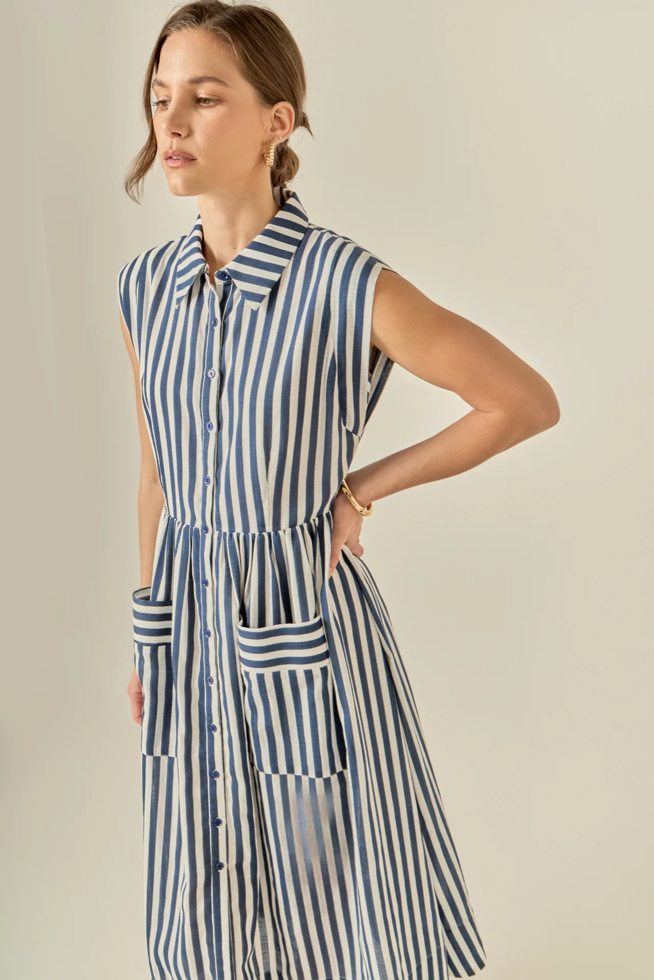 Seersucker Stripe Midi Dress - Image 5
