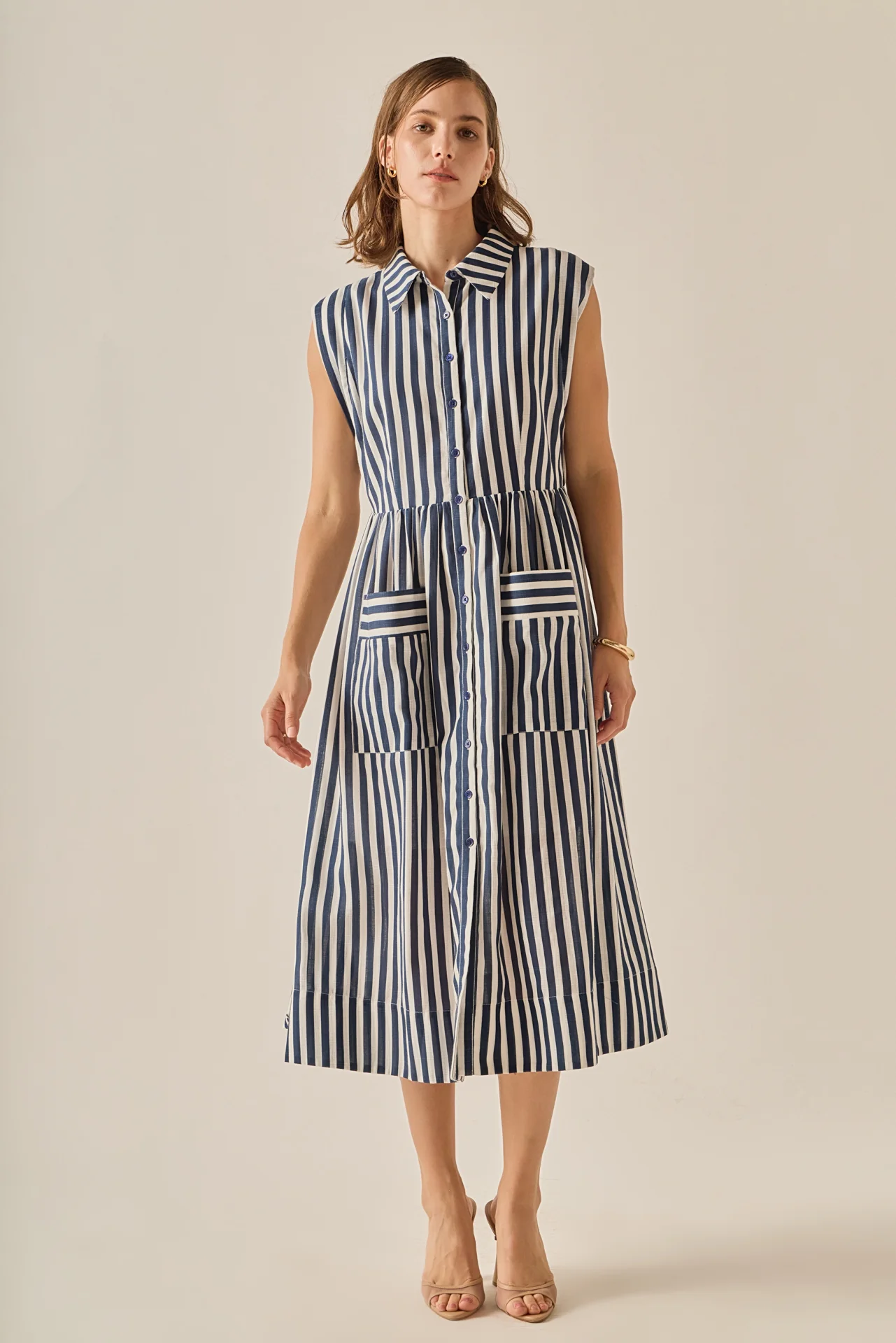 Seersucker Stripe Midi Dress - Image 6