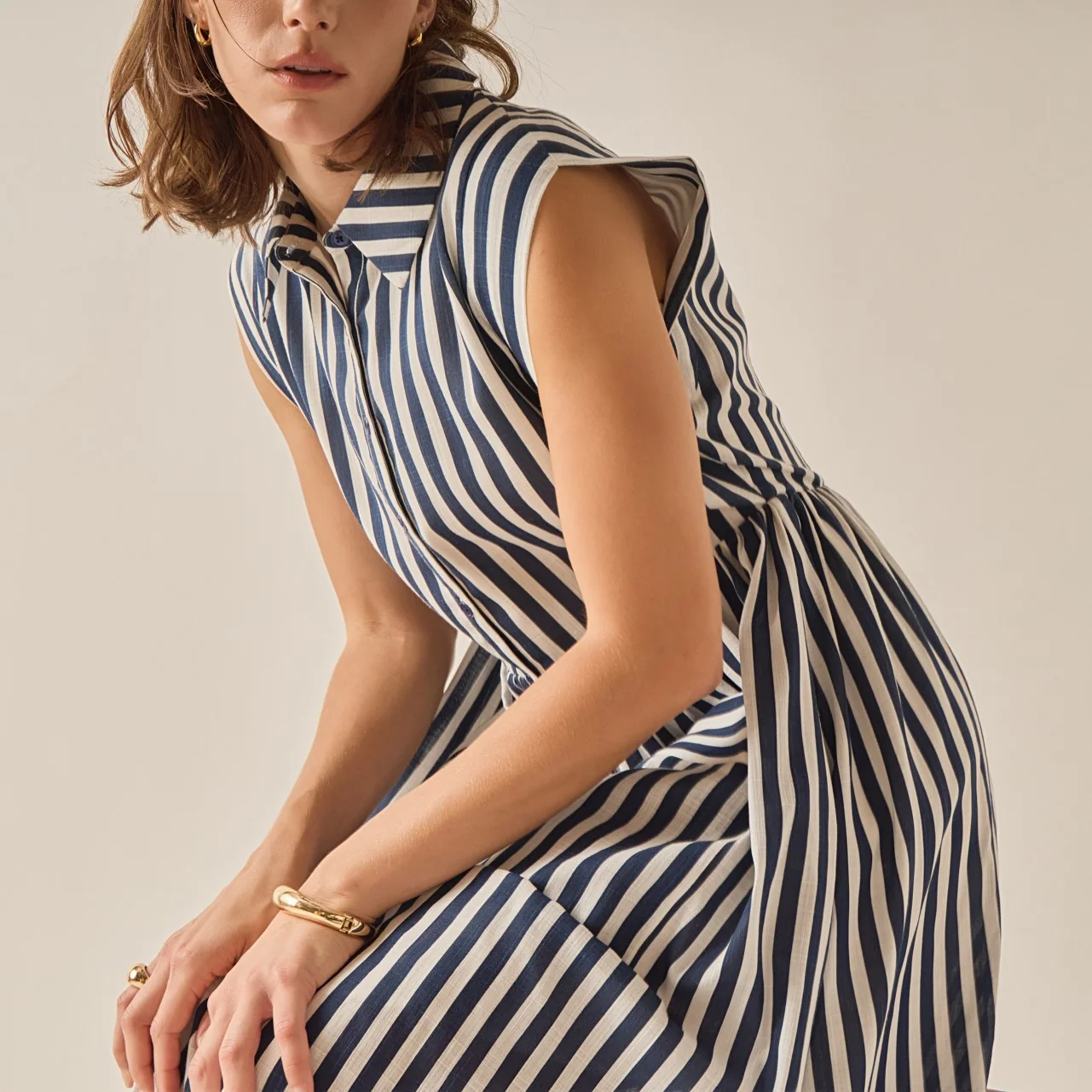 Seersucker Stripe Midi Dress - Image 8