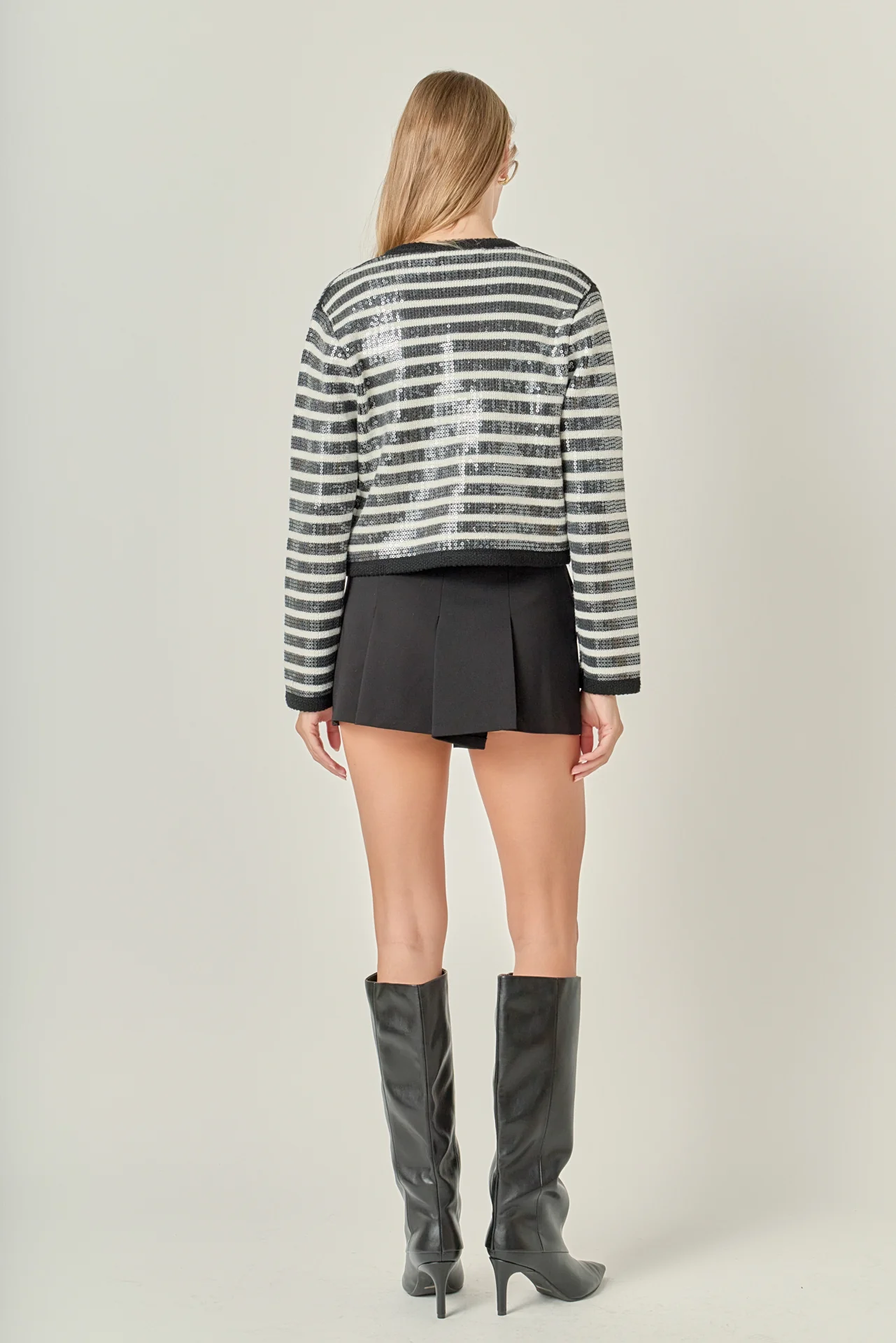 Sequin Striped Knit Cardigan - Image 4