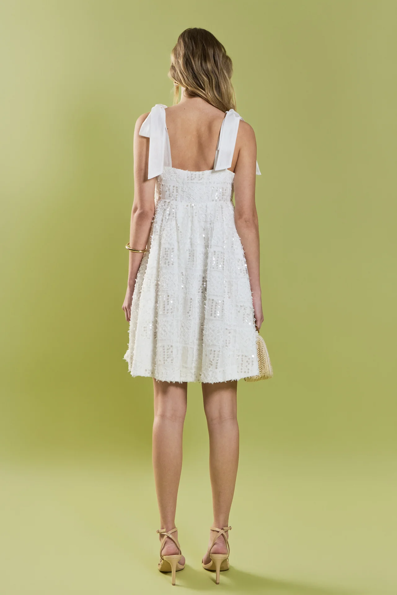 Sequin Bow Tie Mini Dress - Image 4