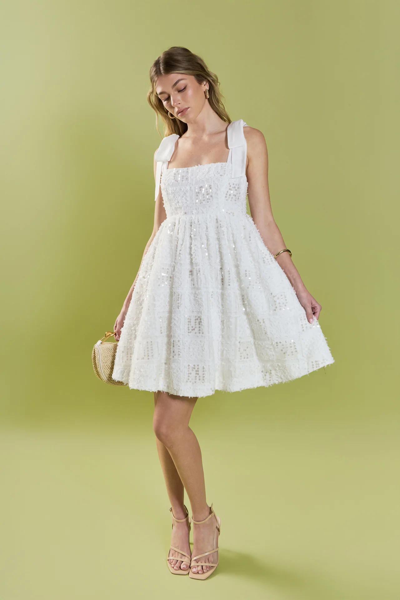 Sequin Bow Tie Mini Dress - Image 5