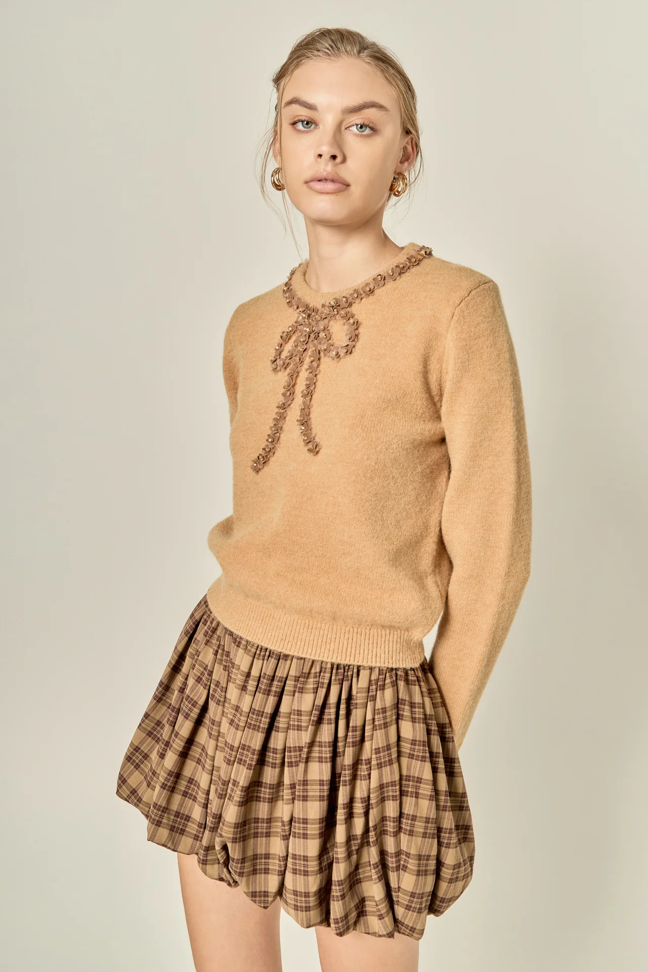 Floral Bow Trim Sweater - Image 7