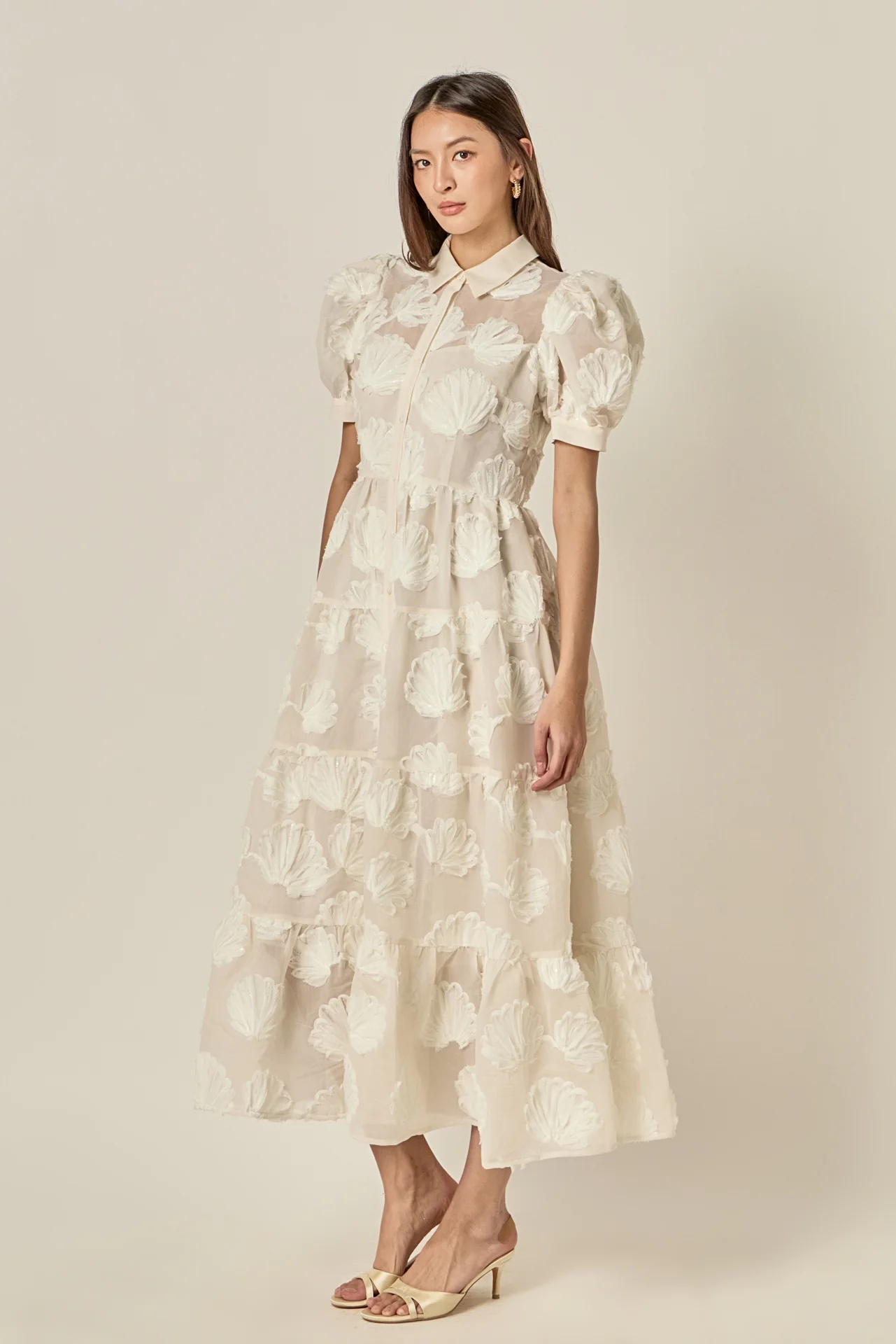 Embroidered Shell Midi Shirt Dress - Image 11