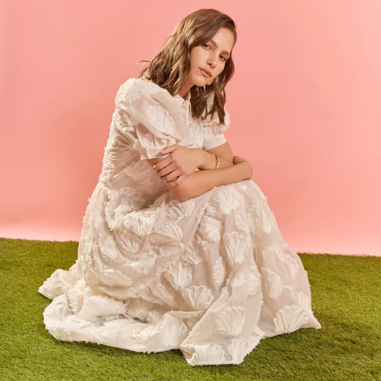 Embroidered Shell Midi Shirt Dress - Image 14