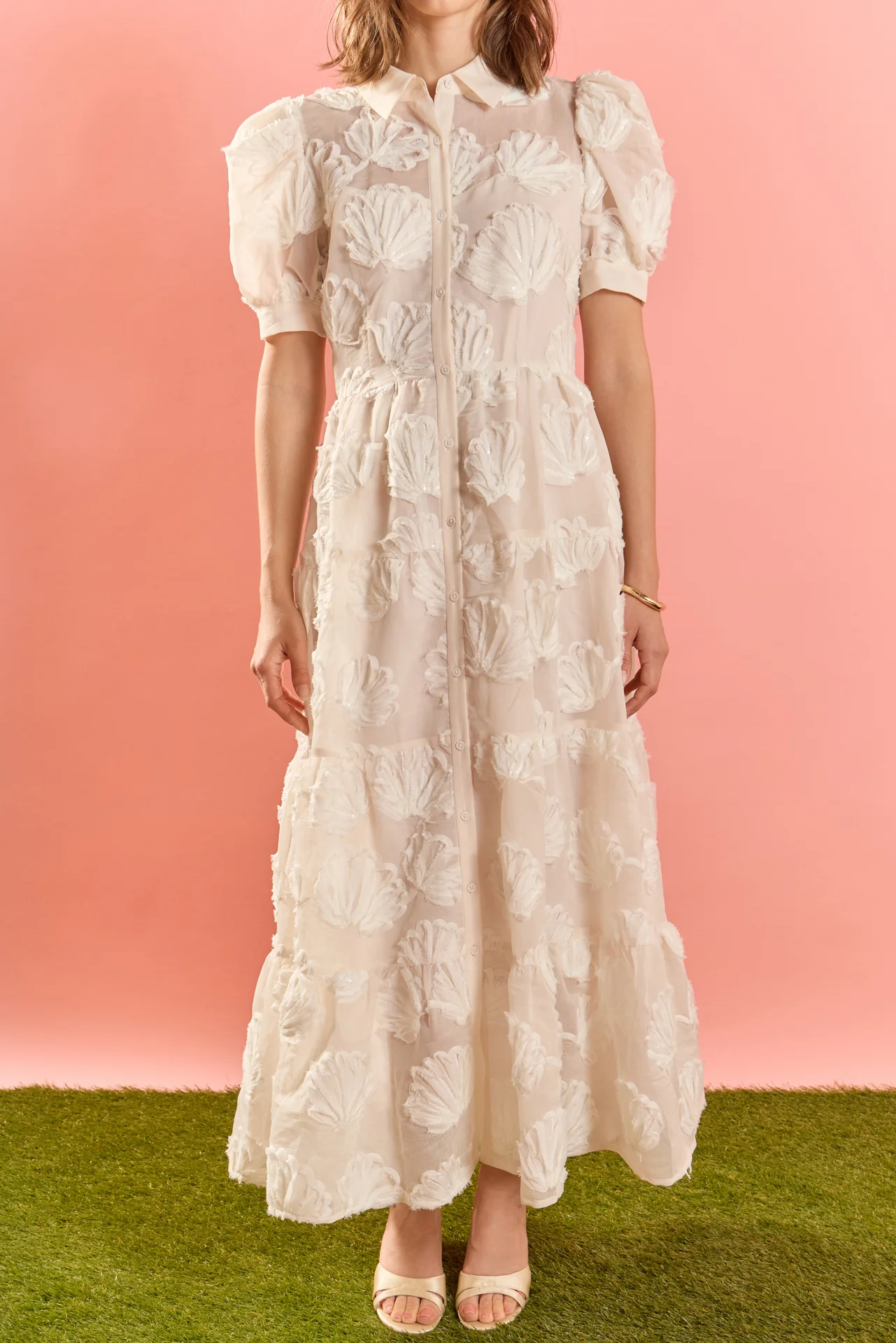 Embroidered Shell Midi Shirt Dress - Image 2