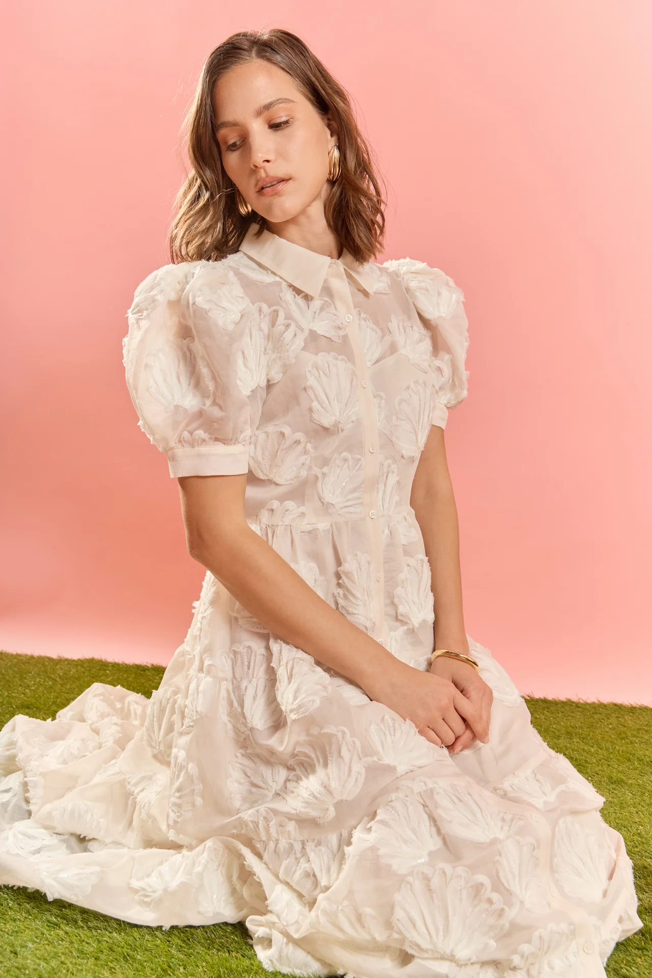 Embroidered Shell Midi Shirt Dress - Image 6