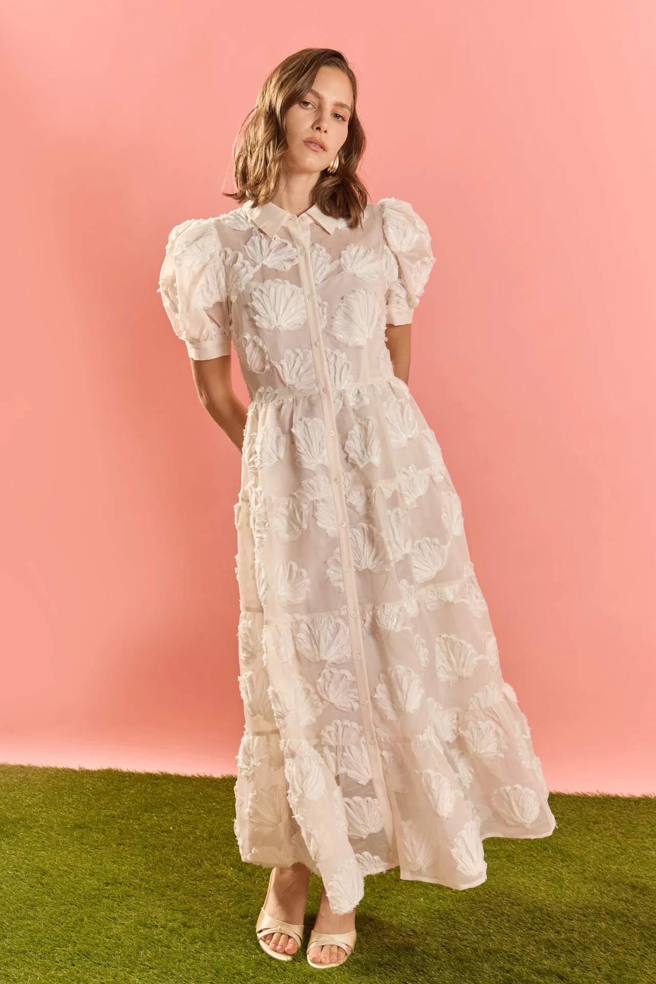 Embroidered Shell Midi Shirt Dress - Image 7