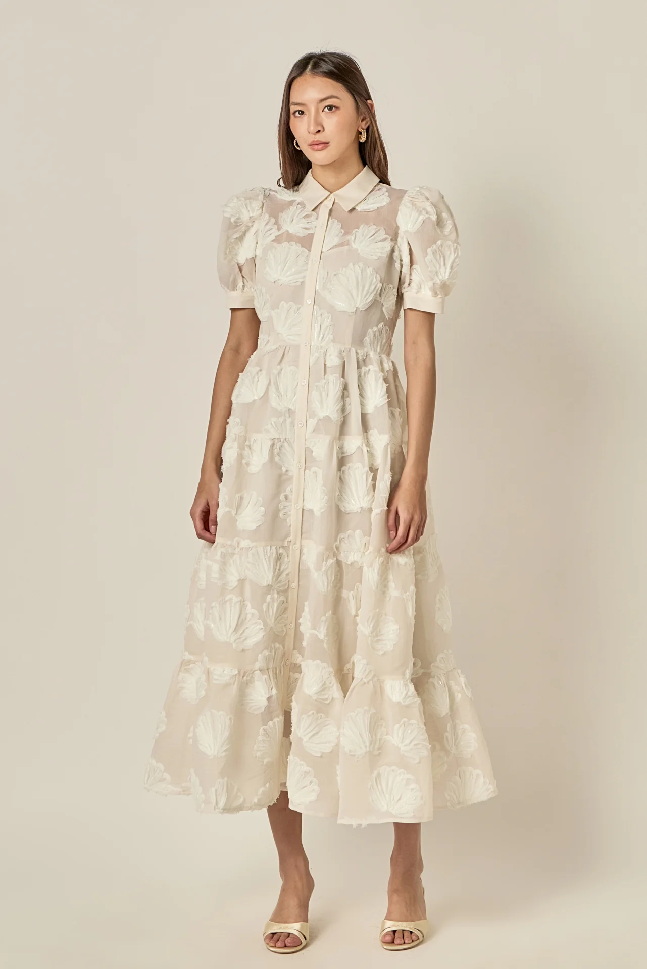 Embroidered Shell Midi Shirt Dress - Image 8