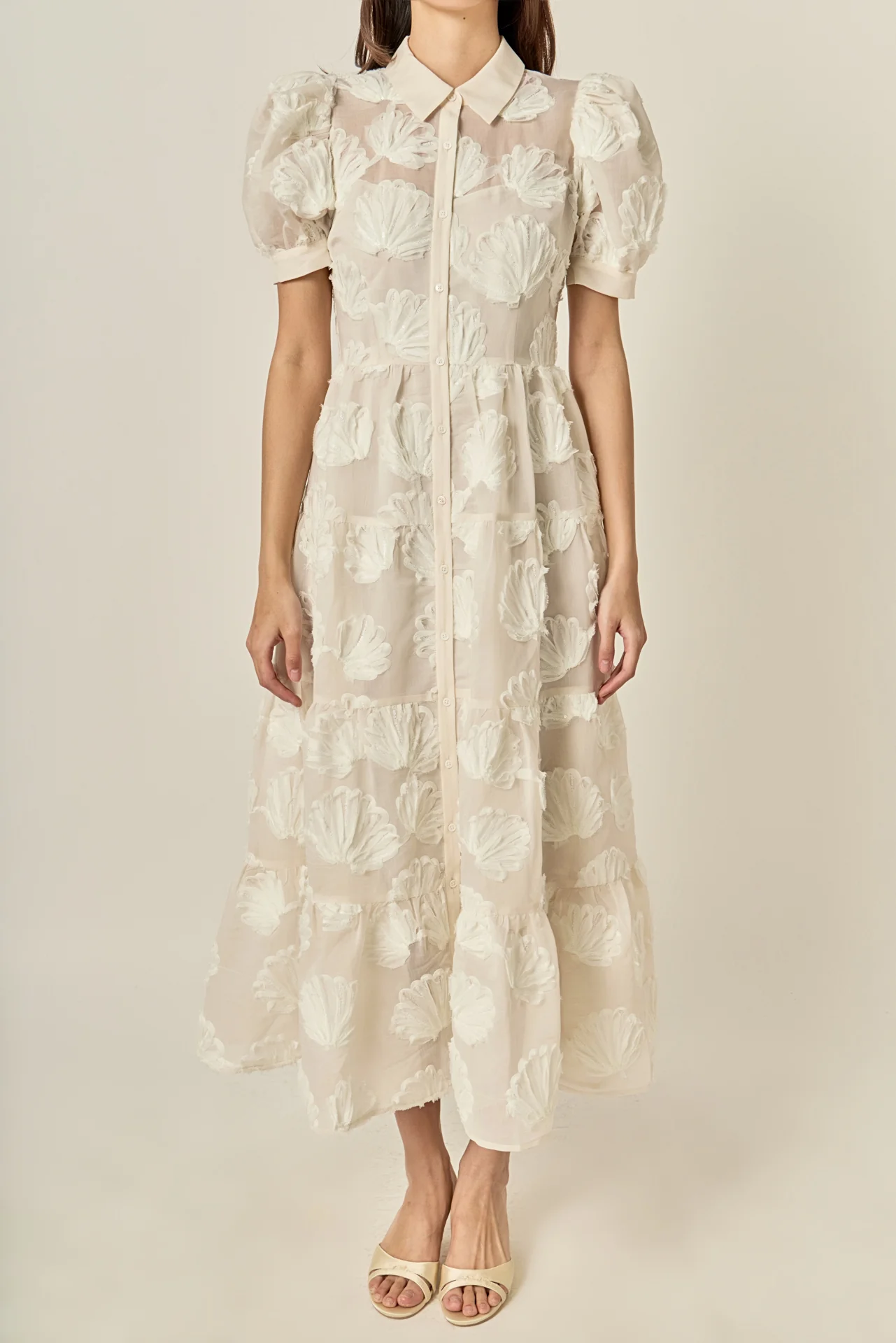 Embroidered Shell Midi Shirt Dress - Image 9