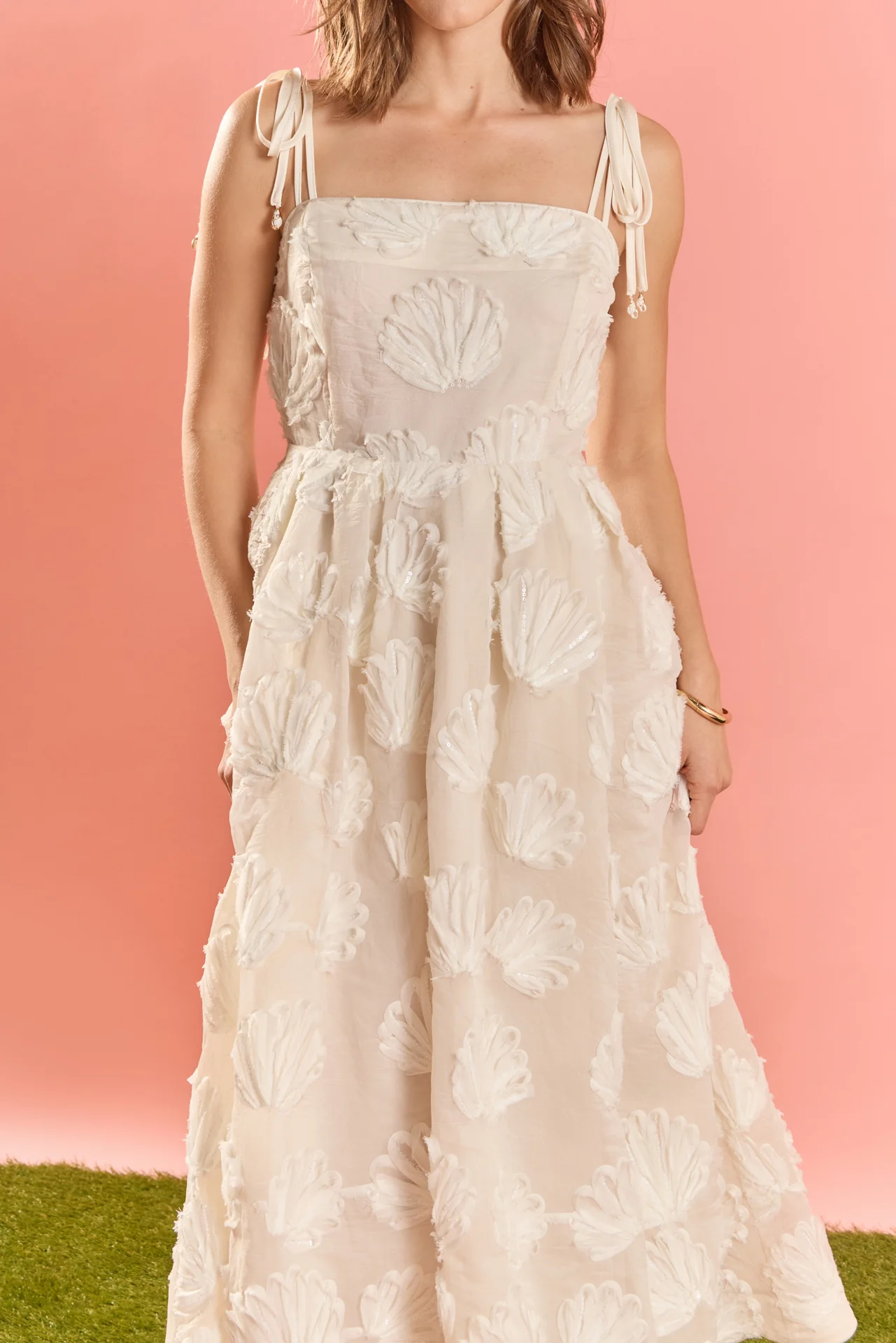 Embroidered Shell Sleeveless Midi Dress - Image 2