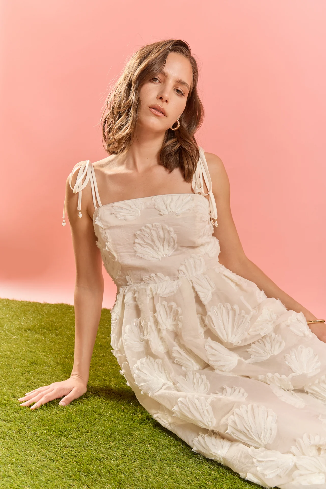 Embroidered Shell Sleeveless Midi Dress - Image 5