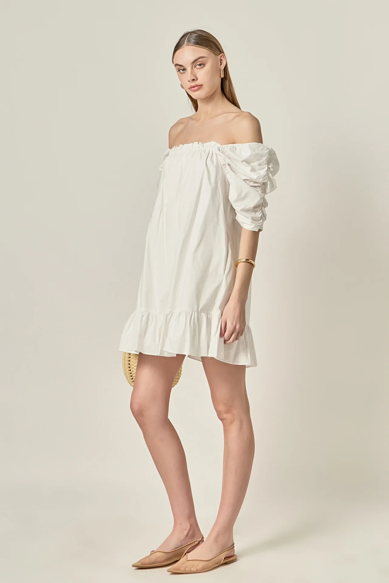 Shirred Puff Sleeve Mini Dress - Image 3