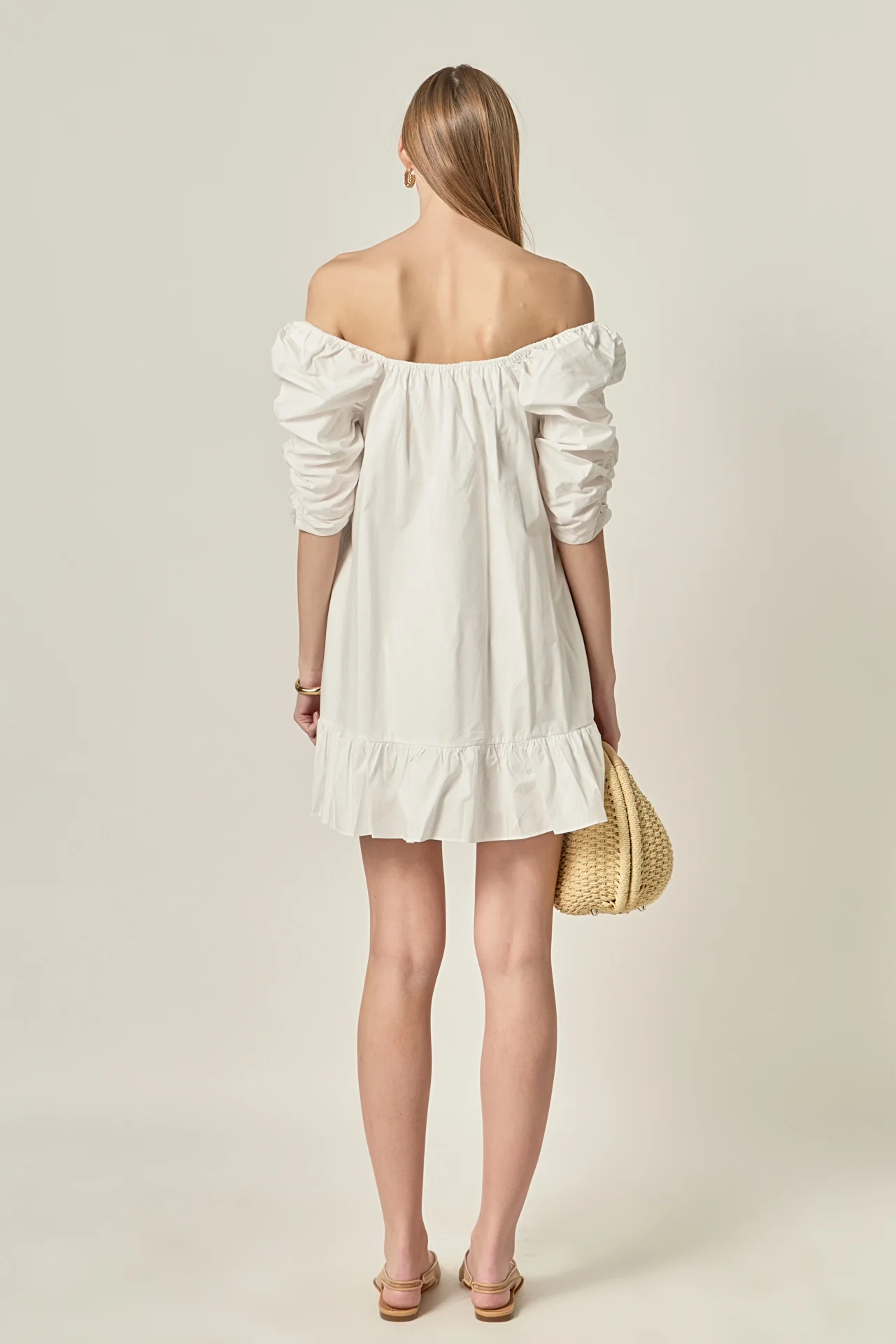 Shirred Puff Sleeve Mini Dress - Image 4