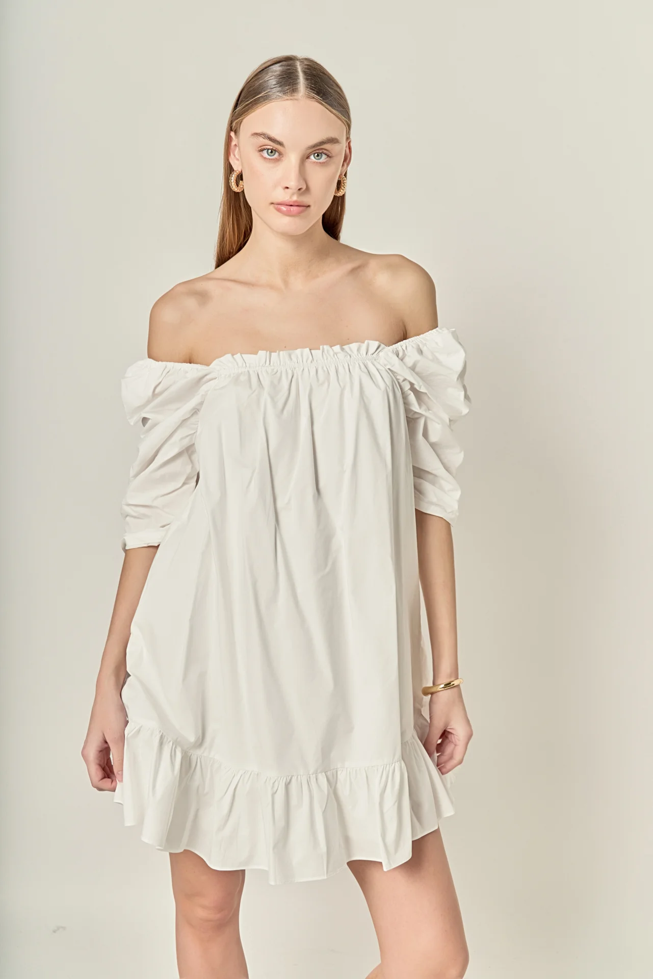 Shirred Puff Sleeve Mini Dress - Image 5