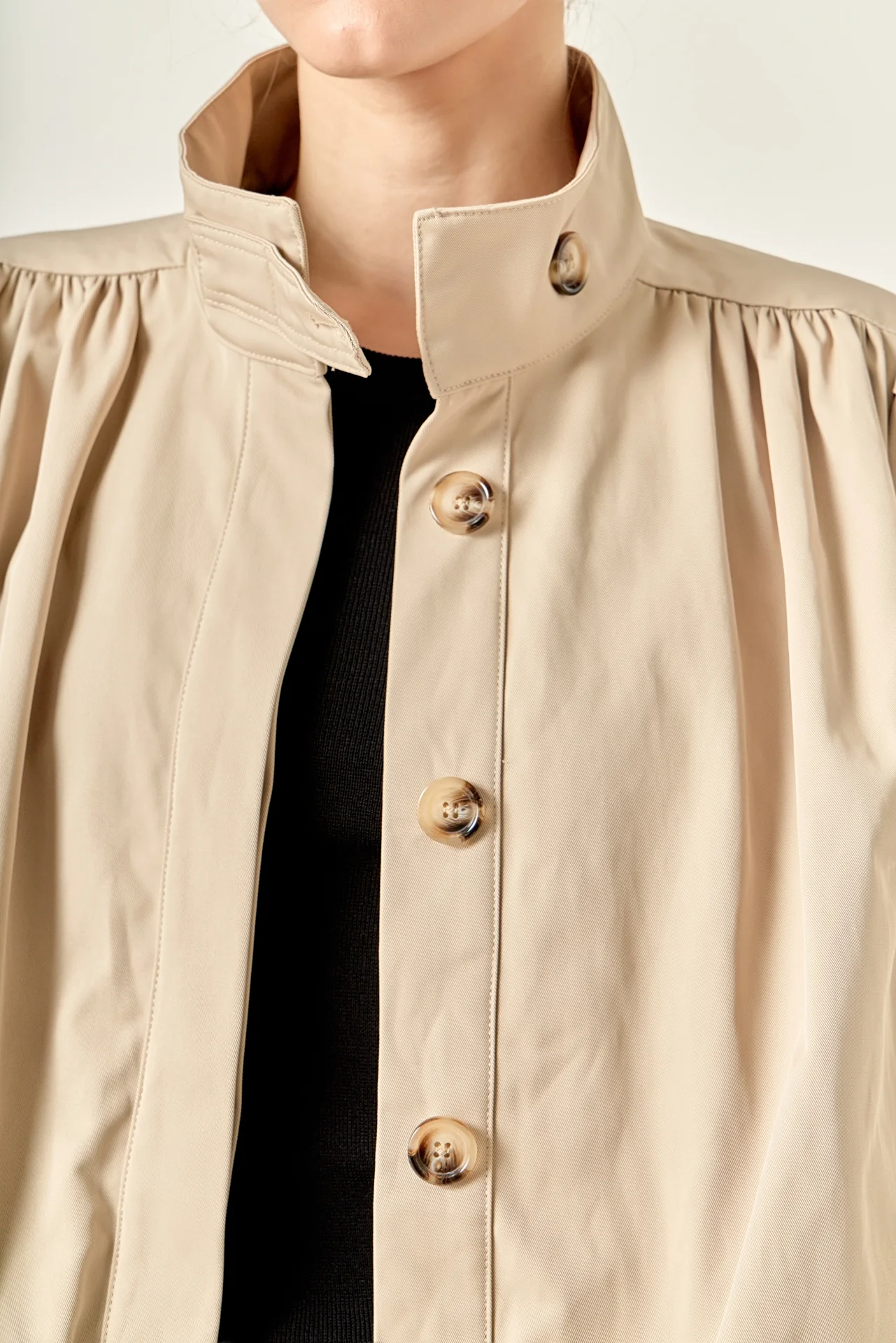 Shirred Trench Short Coat - Image 2