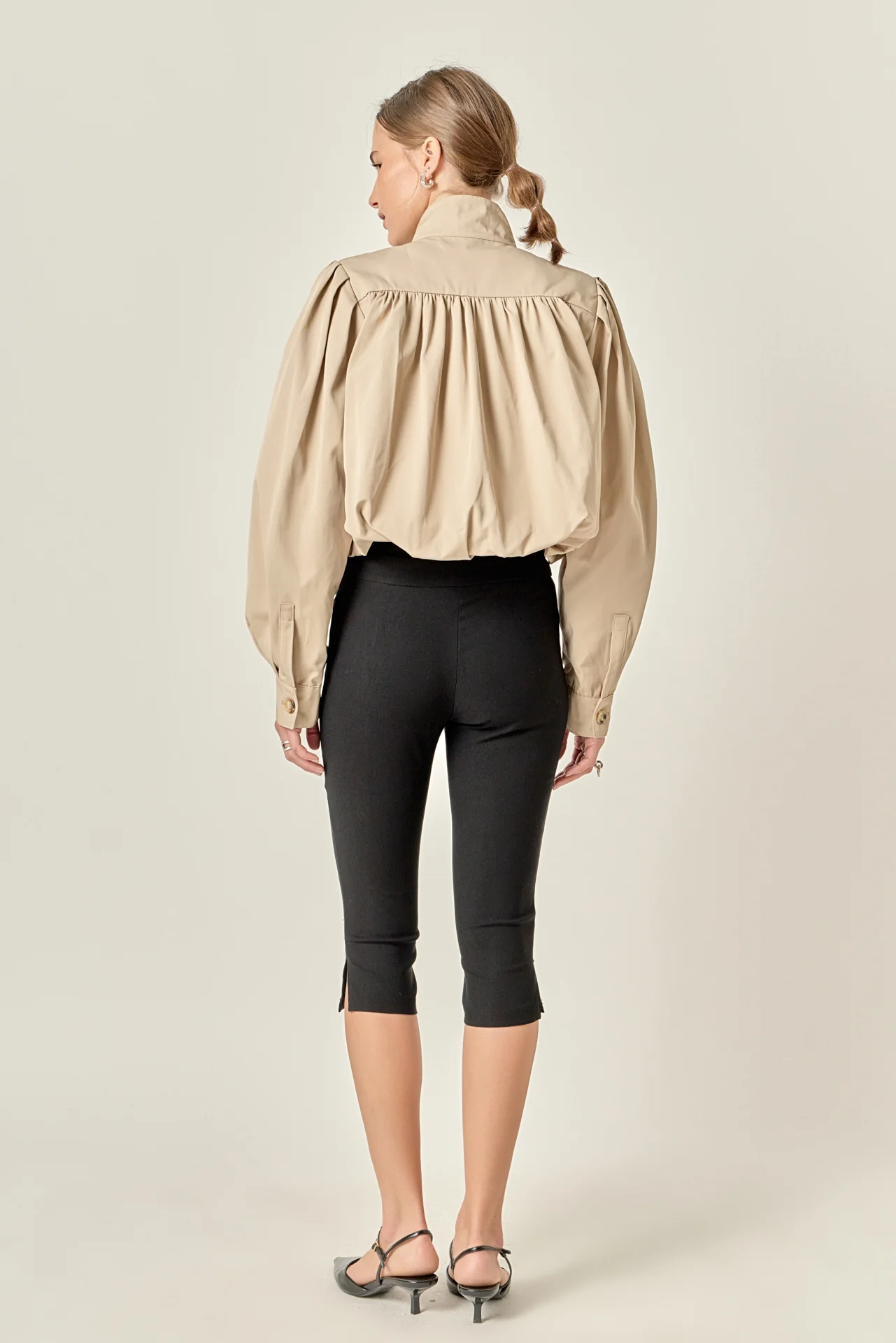 Shirred Trench Short Coat - Image 4
