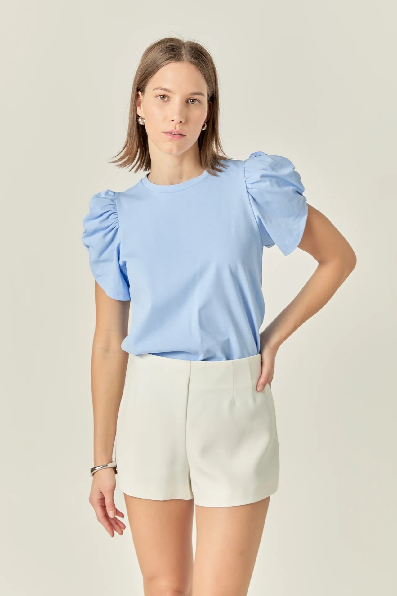Ruched Sleeve T-Shirt - Image 10