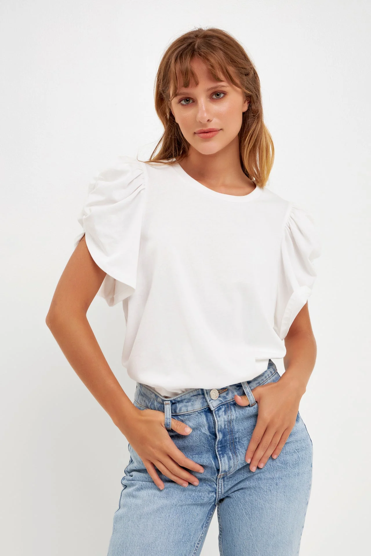 Ruched Sleeve T-Shirt - Image 35