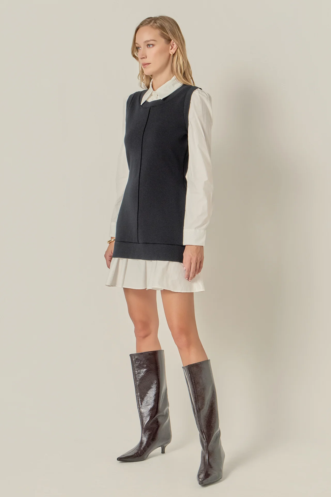 Shirt Mixed Media Mini Dress - Image 3
