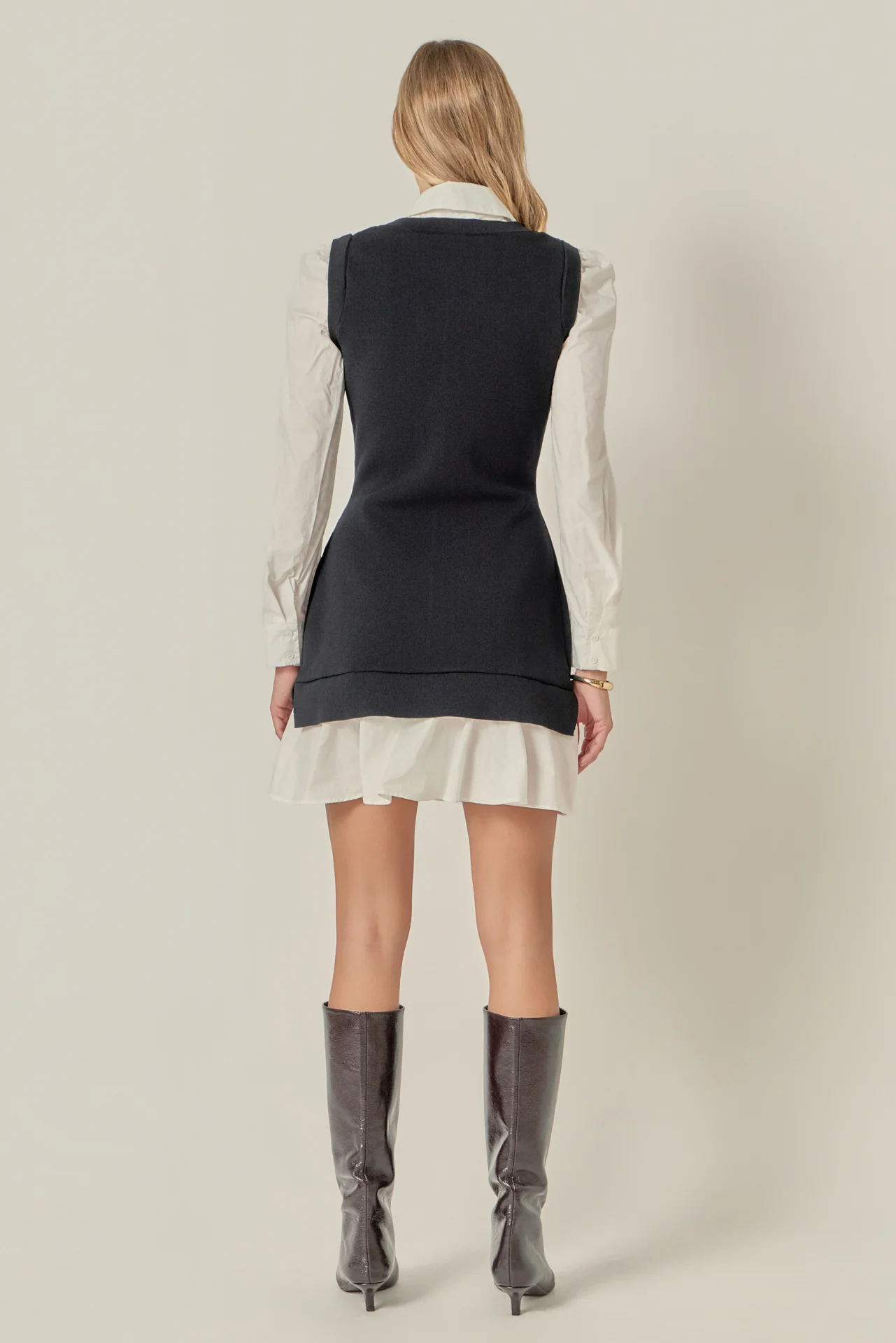 Shirt Mixed Media Mini Dress - Image 4